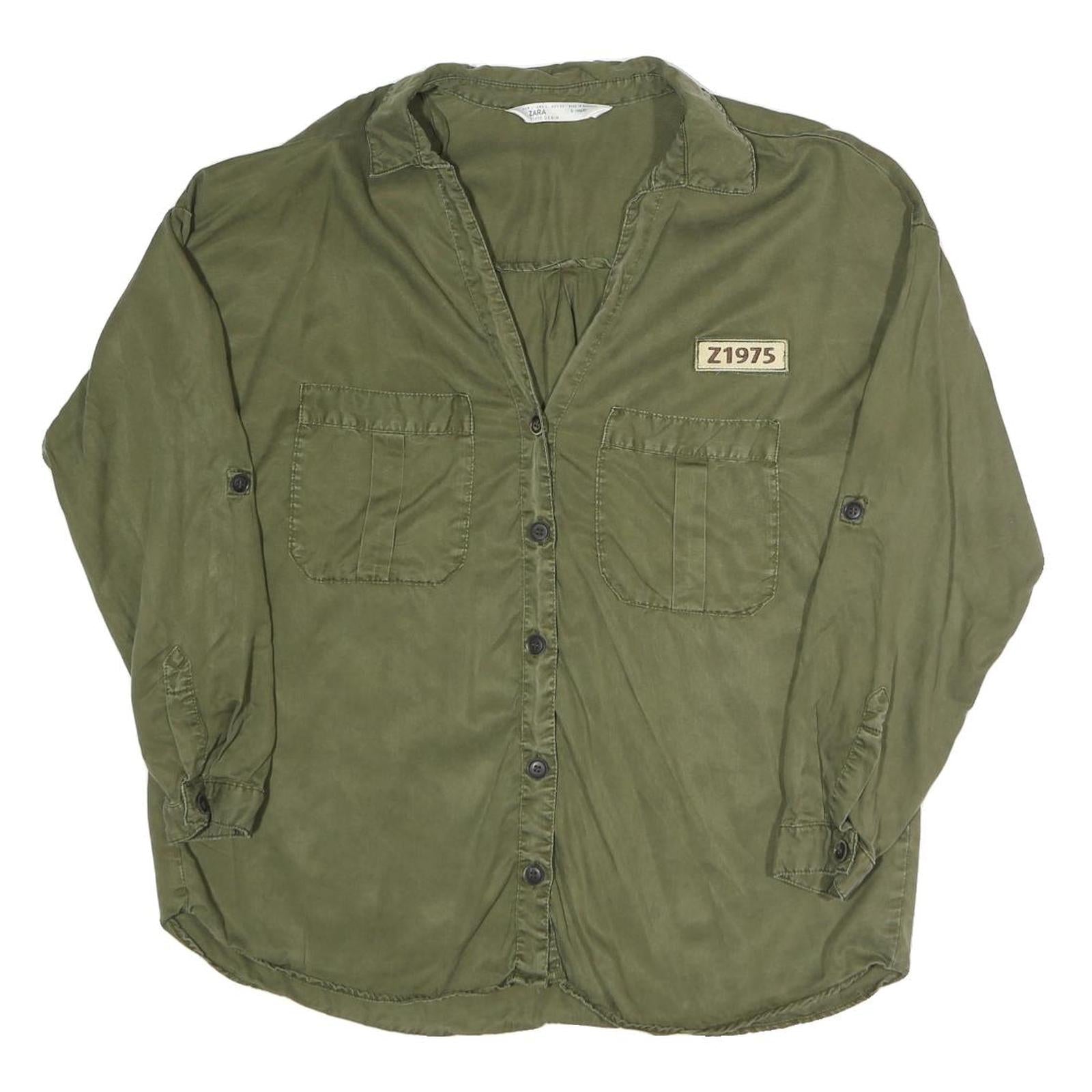 Buy ZARA Womens Green Utility Shirt Long Sleeve Collared L Casual Cotton Blend Refurbished - $18.19 ZARA Womens Green Utility Shirt Long Sleeve Collared L Casual Cotton Blend Refurbished - N/A refurbished available on Cerqular