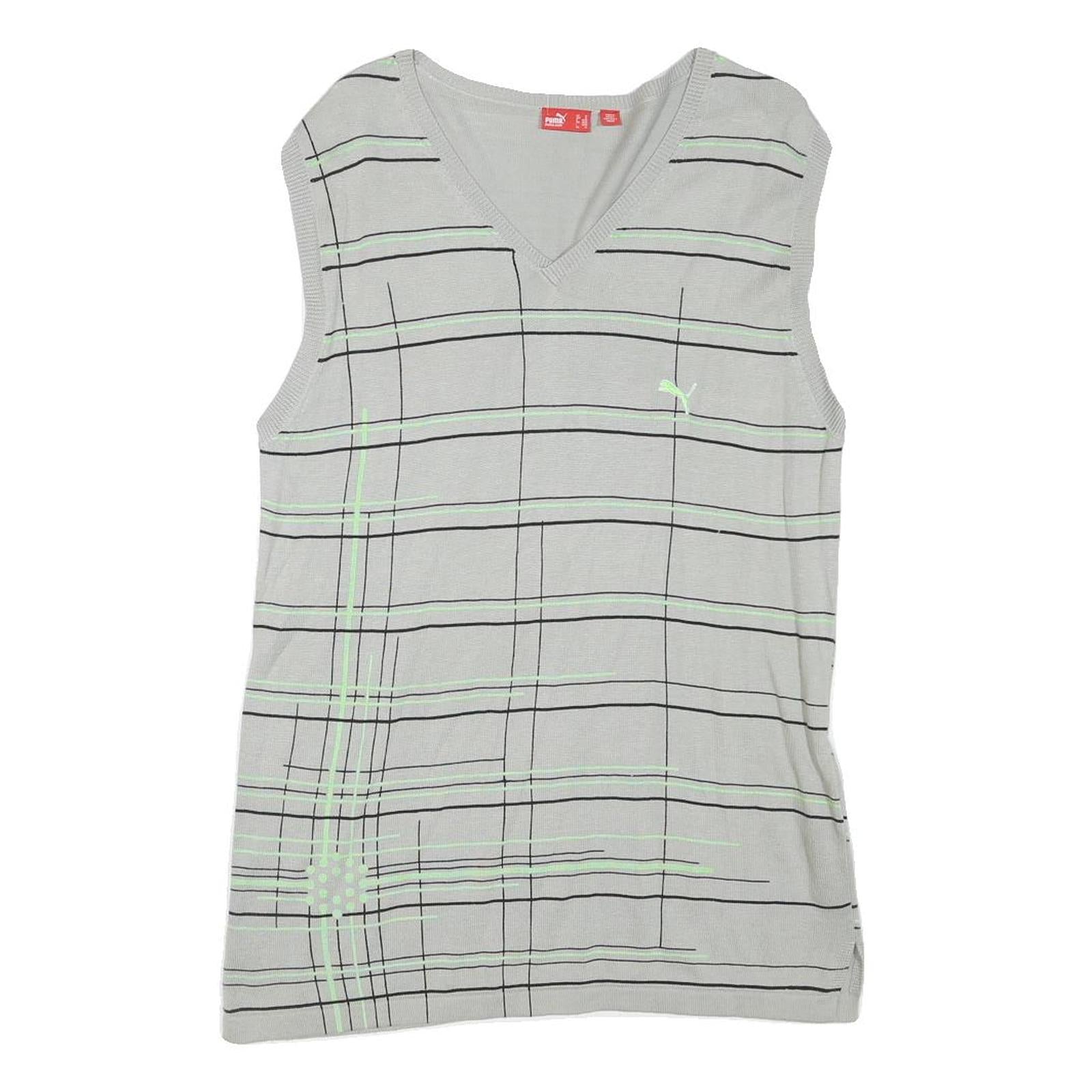 PUMA Mens Grey & Green Patterned Sleeveless V-Neck Plain Cotton Blend M Jumper Refurbished - N/A refurbished available on Cerqular