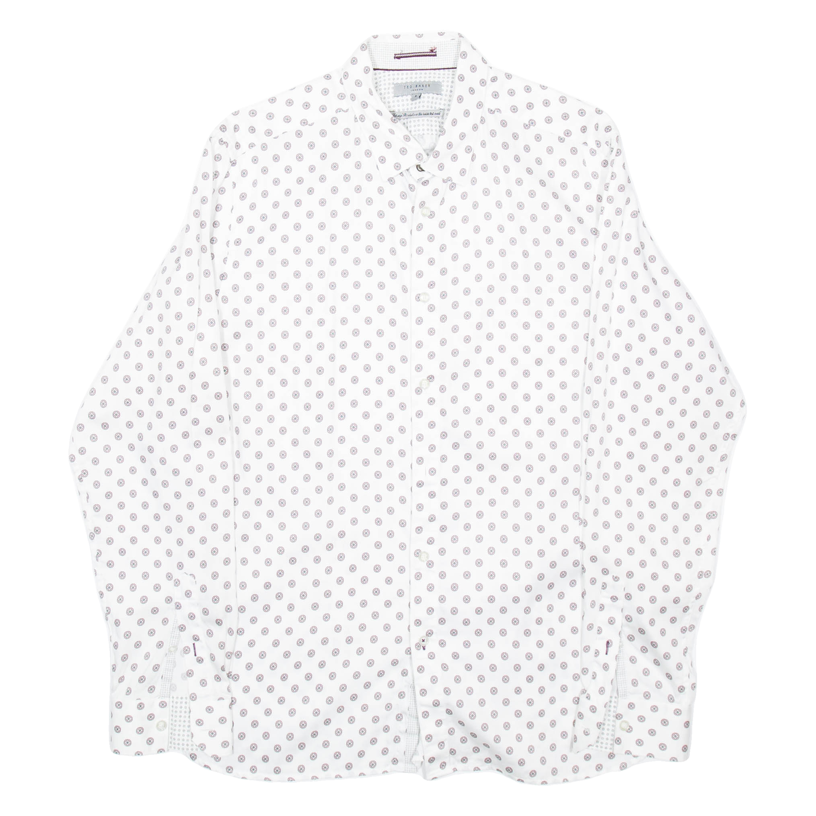 TED BAKER Mens Shirt White Spotted Long Sleeve L Refurbished - N/A refurbished available on Cerqular