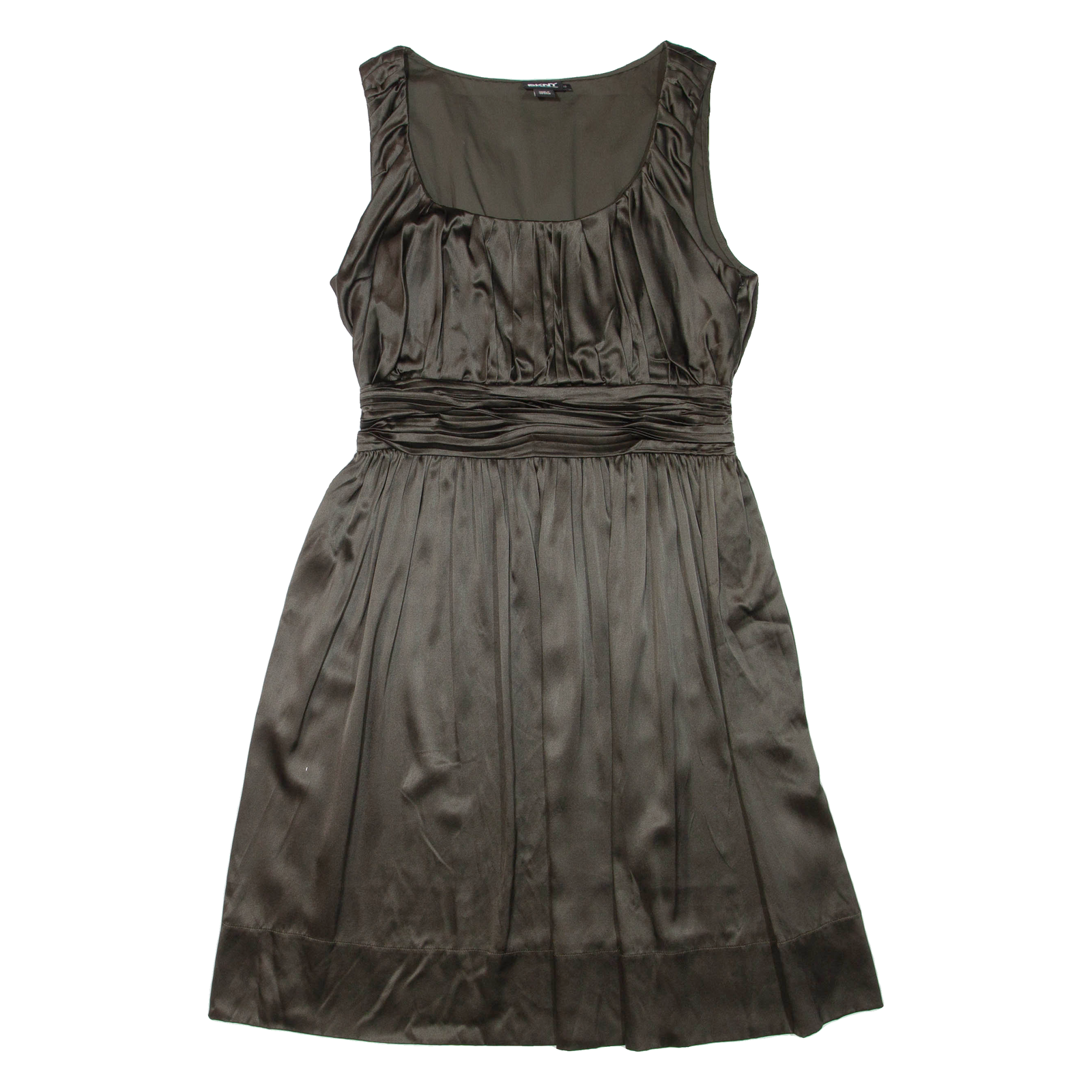 DKNY Womens Fit & Flare Dress Brown Silk Sleeveless Short S Refurbished - N/A refurbished available on Cerqular
