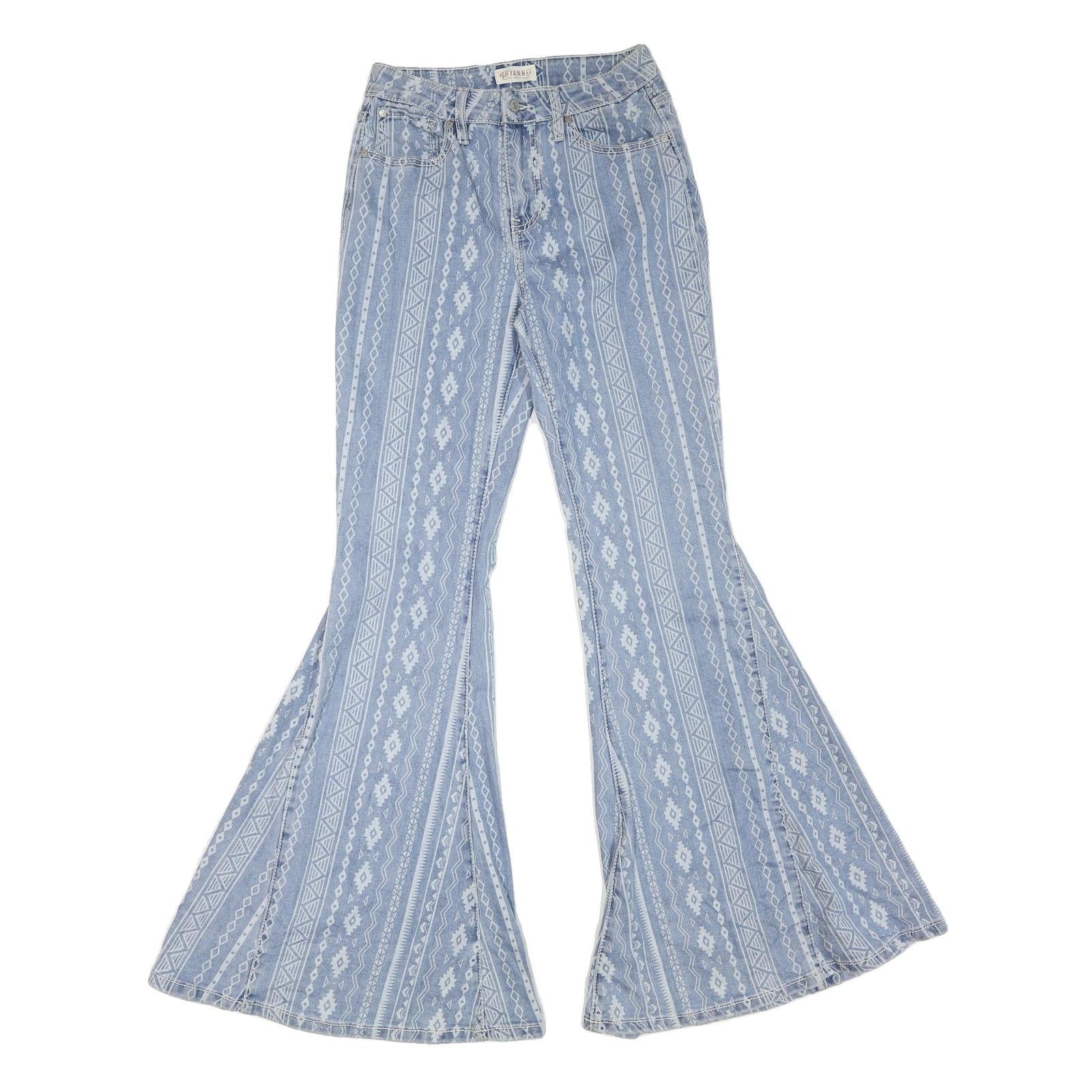SHYANNES Womens Jeans Blue Regular Flared Denim Medium W26 L35 Patterned Refurbished - N/A refurbished available on Cerqular