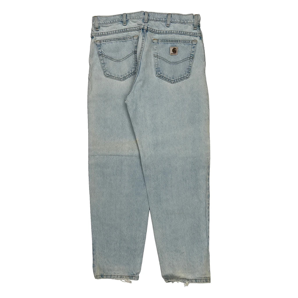 Carhartt Jeans - 34W 31L Light Wash Denim Refurbished - Thrifted (note: this is a term often used to describe second- refurbished available on Cerqular