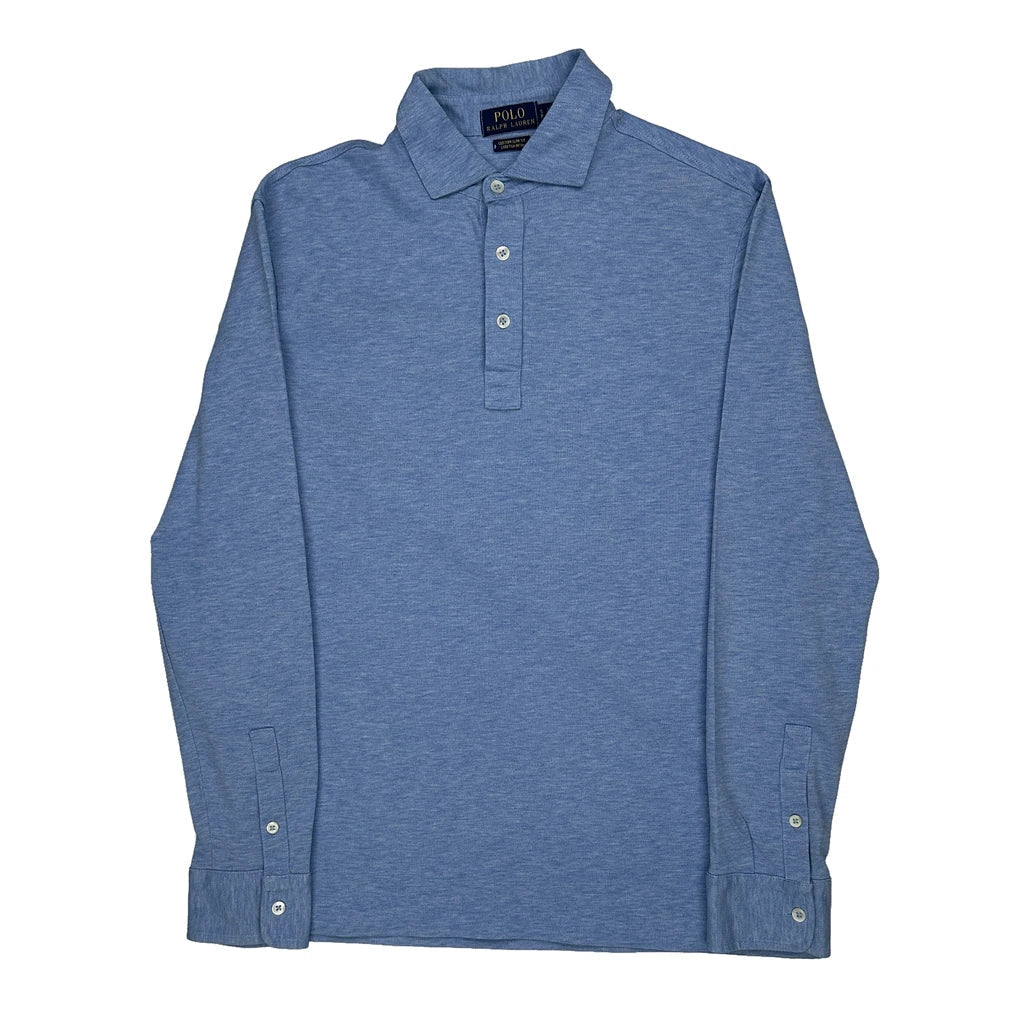 Polo By Ralph Lauren Slim Fit Polo Shirt - Small Blue Cotton Refurbished - Thrifted (note: this is a term often used to describe second- refurbished available on Cerqular