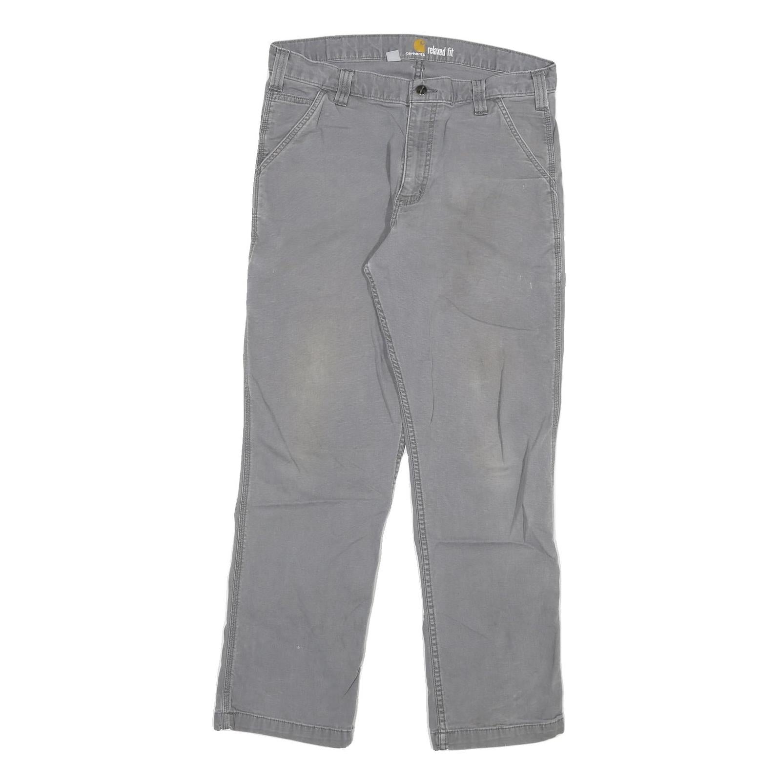 CARHARTT Mens Cotton Blend Grey Relaxed Fit Straight Trousers W34 L32 Casual Refurbished - N/A refurbished available on Cerqular