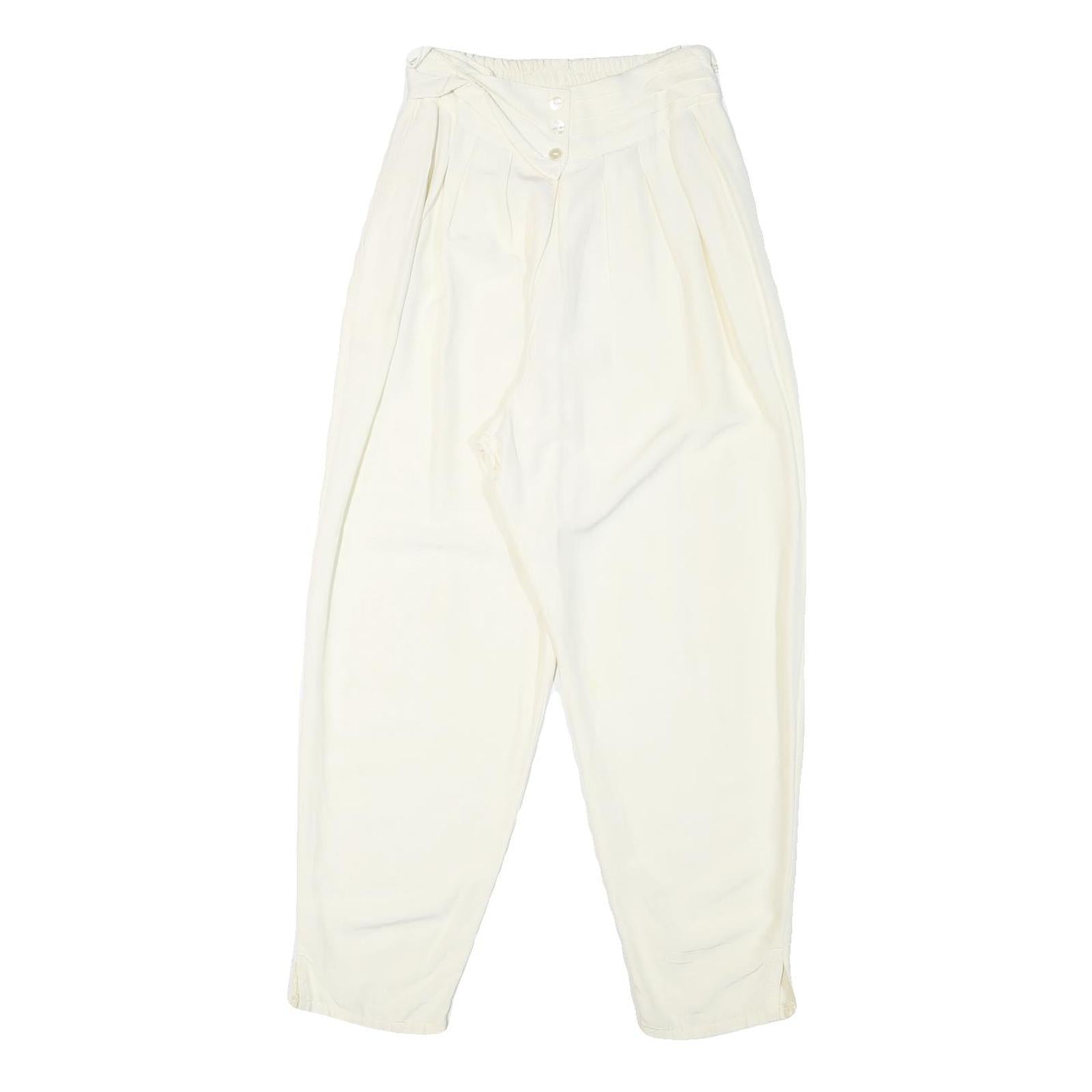 Womens Polyester Blend Relaxed Fit Cream Trousers W24 L25 Elastic Waist High Refurbished - N/A refurbished available on Cerqular