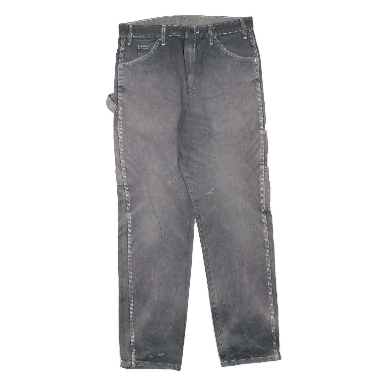 DICKIES Mens Grey Cotton Blend Regular Fit Straight Leg Trousers W32 L30 Refurbished - N/A refurbished available on Cerqular