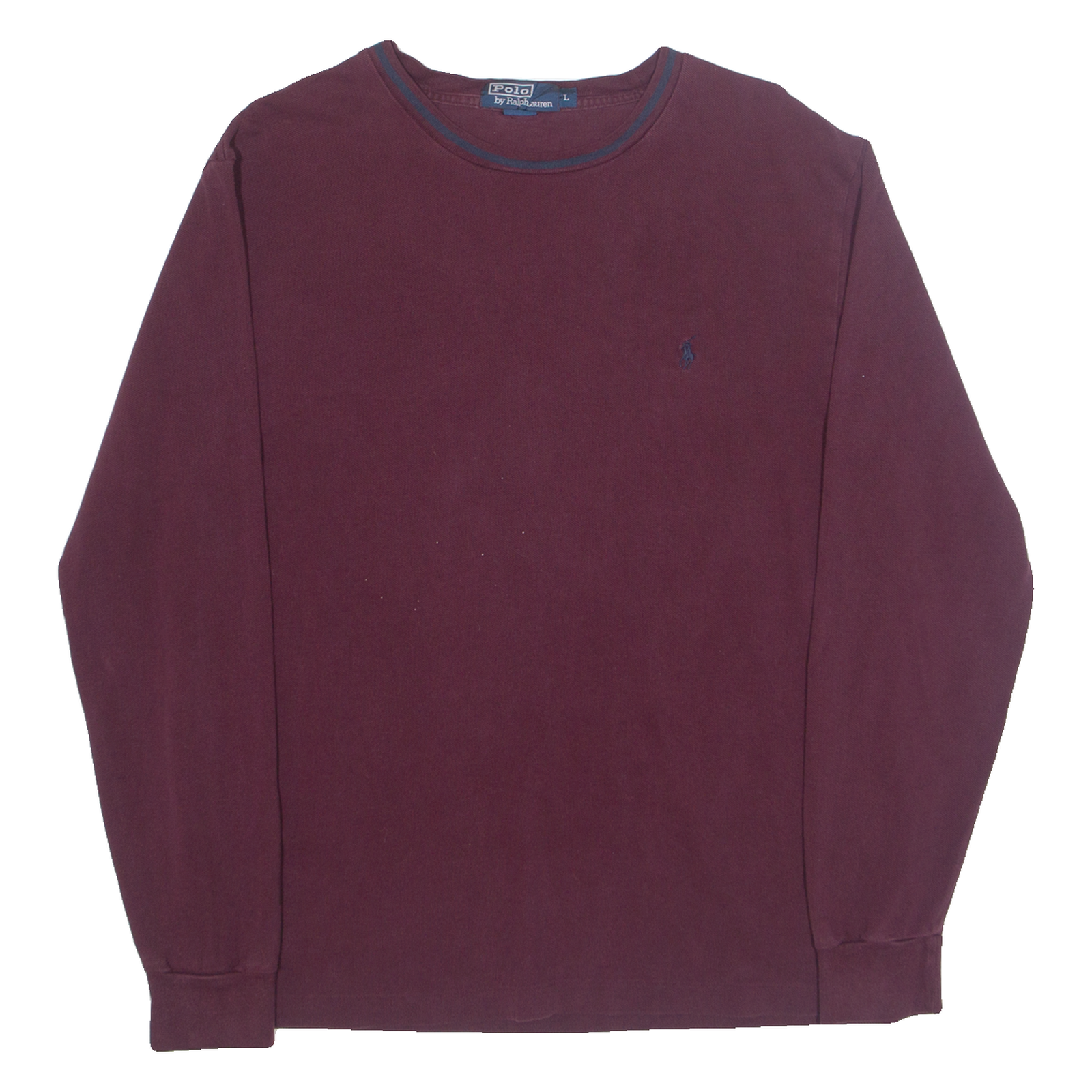 POLO RALPH LAUREN Mens T-Shirt Maroon Long Sleeve L Refurbished - N/A refurbished available on Cerqular