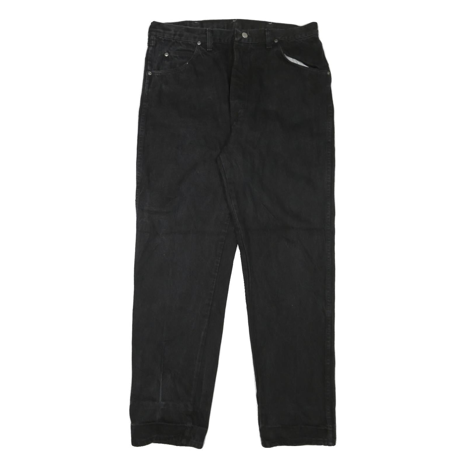 WRANGLER Mens Jeans Black Regular Straight Denim W38 L33 Zip Closure Refurbished - N/A refurbished available on Cerqular