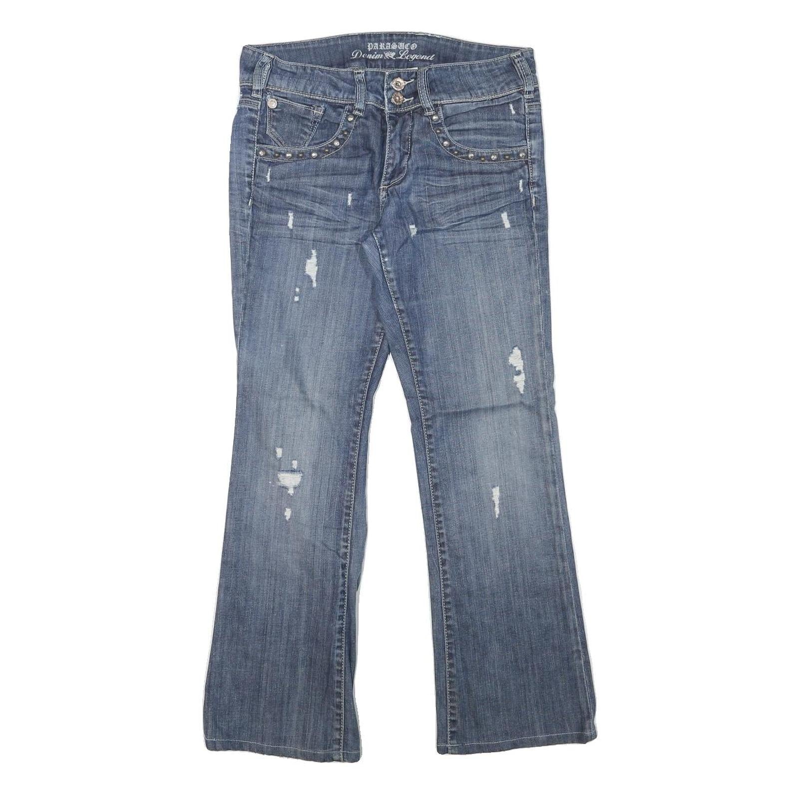 PARASUCO Womens Regular Fit Blue Bootcut Denim Stone Wash W30 L29 Studded Refurbished - N/A refurbished available on Cerqular