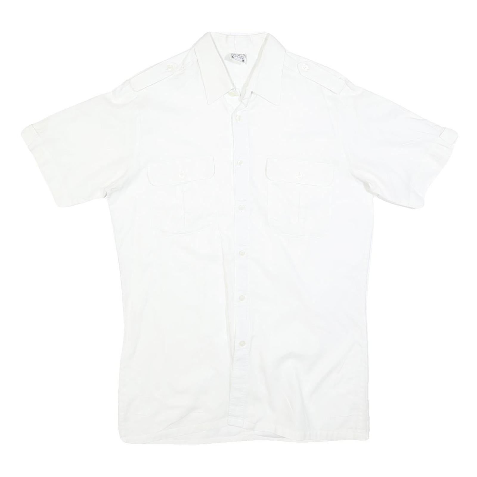 Mens White Short Sleeve Cotton Blend Shirt M Casual Button Pocket Refurbished - N/A refurbished available on Cerqular