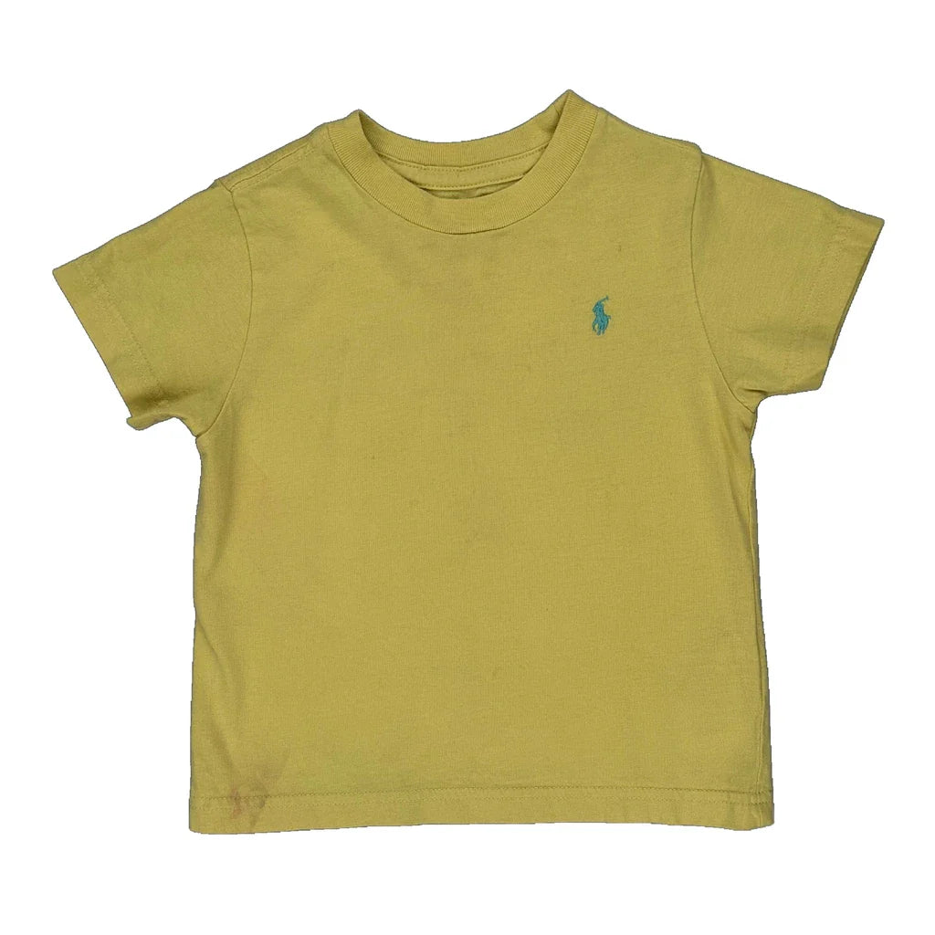 Age 2 Polo By Ralph Lauren T-Shirt - XS Yellow Cotton Refurbished - Thrifted (note: this is a term often used to describe second- refurbished available on Cerqular