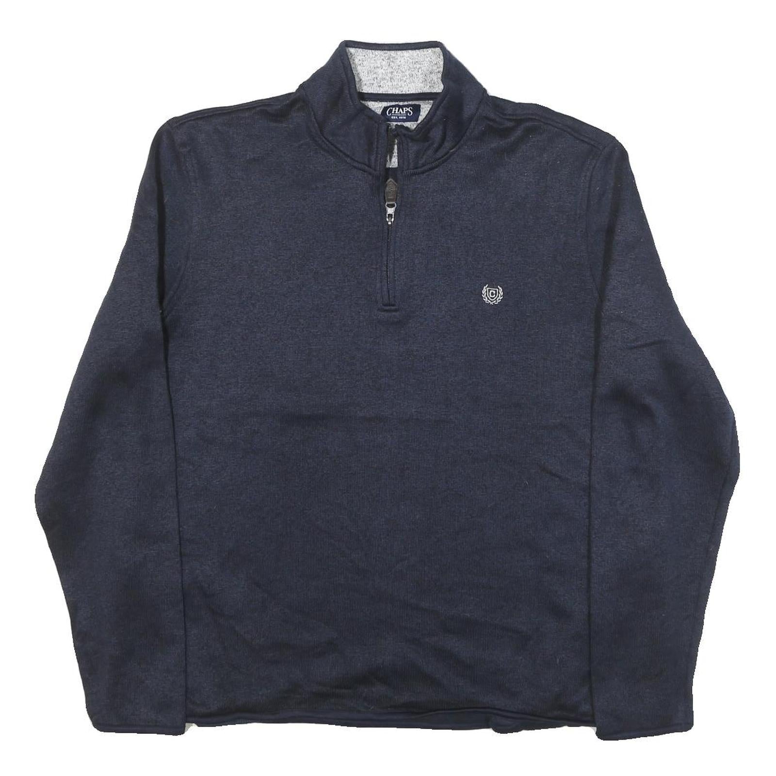 CHAPS Mens Navy Blue Plain Pullover Jumper Half Zip Crew Neck XL Casual Refurbished - N/A refurbished available on Cerqular