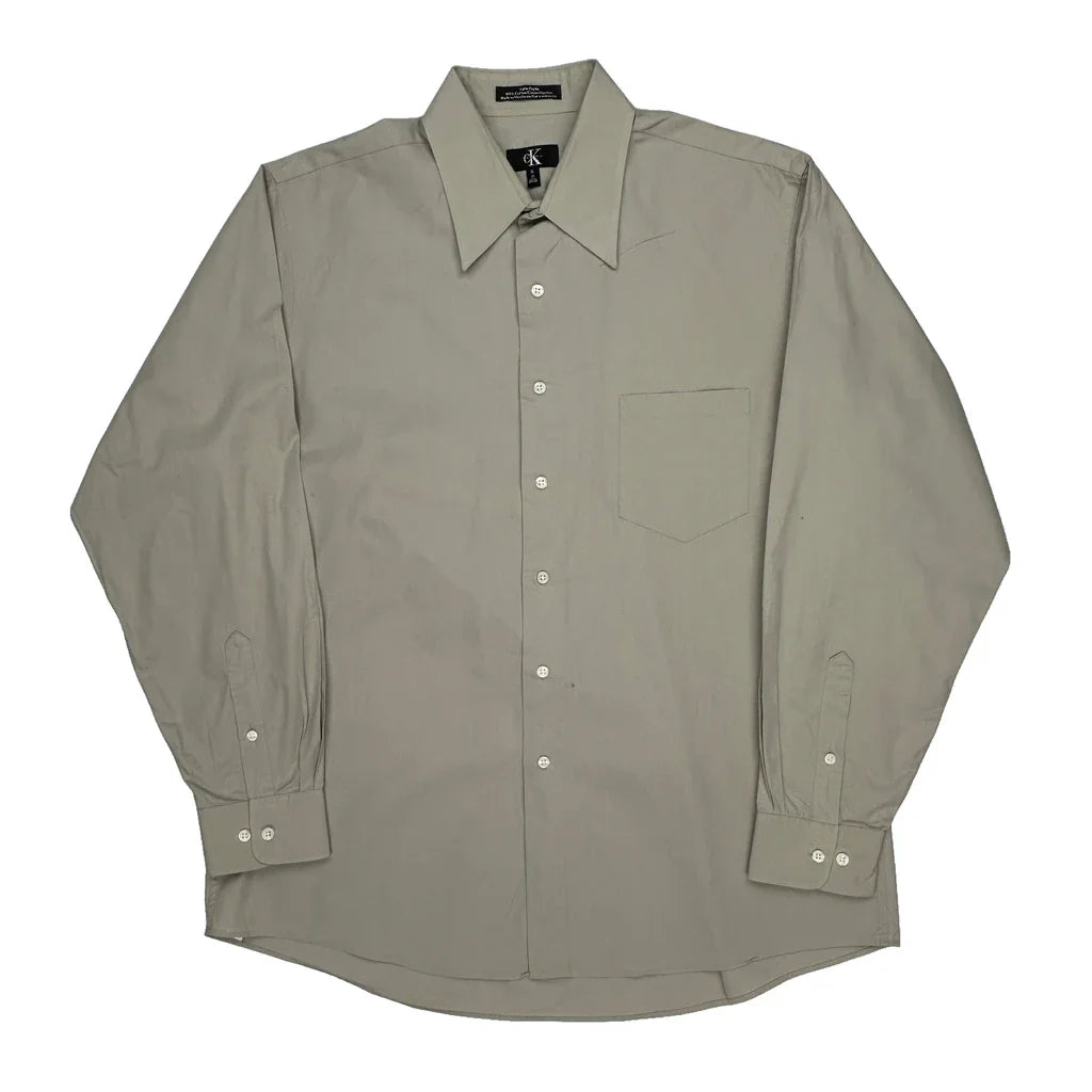 Calvin Klein Shirt - XL Grey Cotton Refurbished - Thrifted (note: this is a term often used to describe second- refurbished available on Cerqular