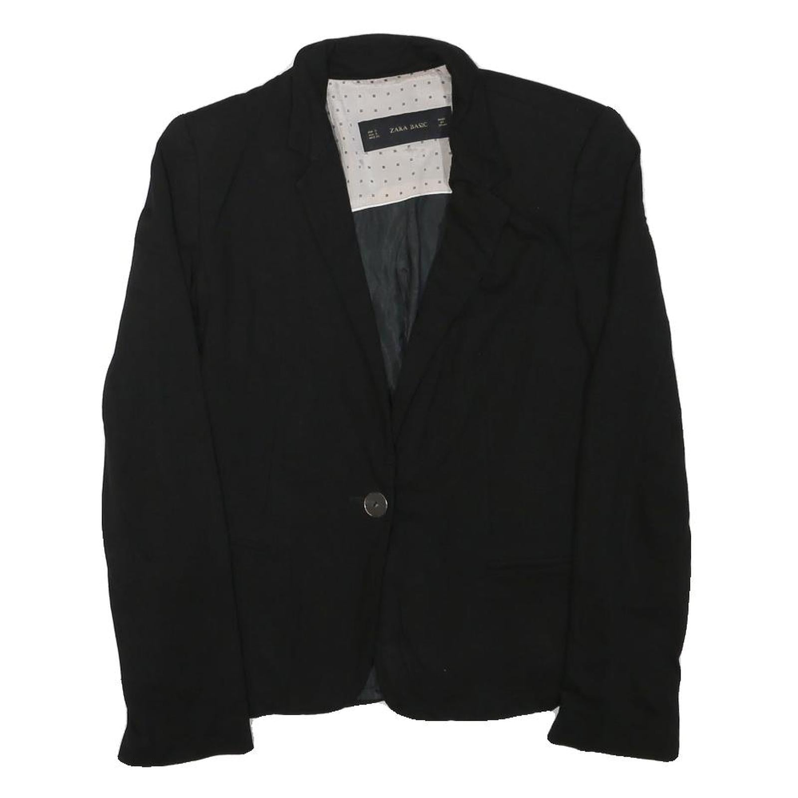 ZARA BASIC Womens Black Jacket S Polyester Blend Button Closure Tailored Plain Refurbished - N/A refurbished available on Cerqular