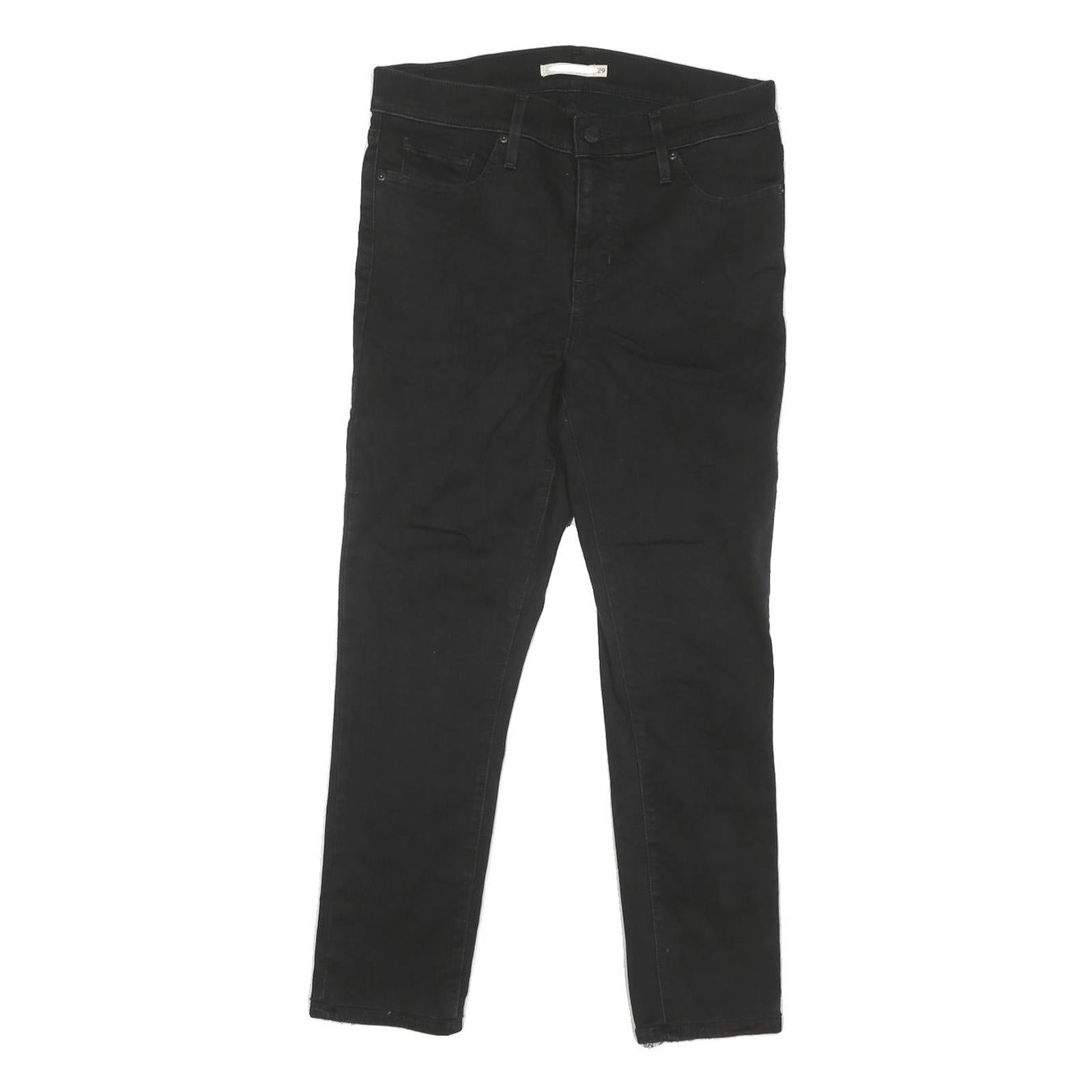 LEVI'S Womens Black Regular Fit Skinny Denim Jeans W30 L25 Cotton Blend Zip Refurbished - N/A refurbished available on Cerqular