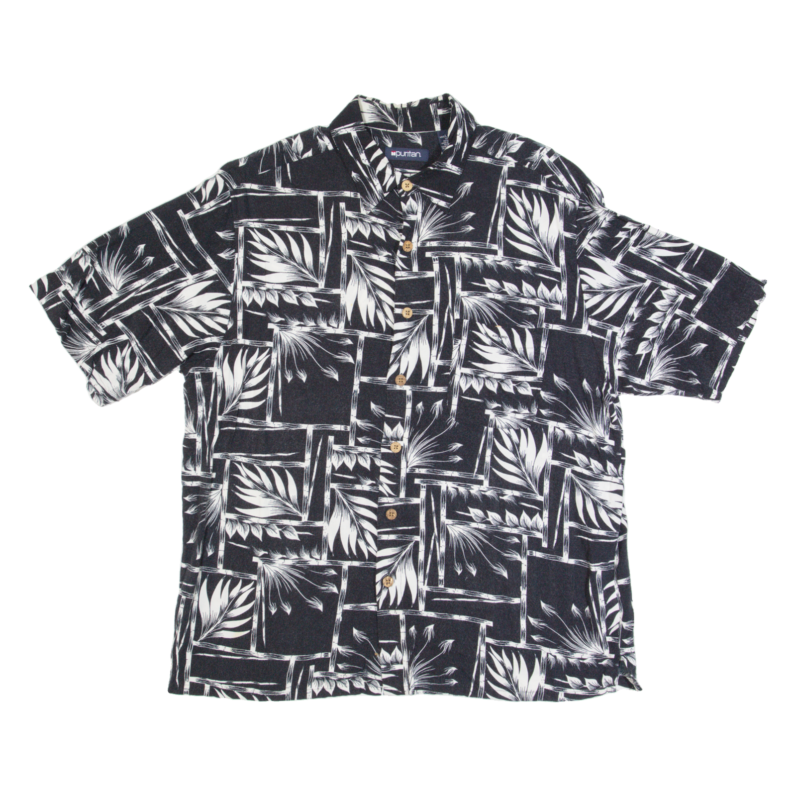 PURITAN Mens Hawaiian Shirt Black 90s Crazy Pattern L Refurbished - N/A refurbished available on Cerqular