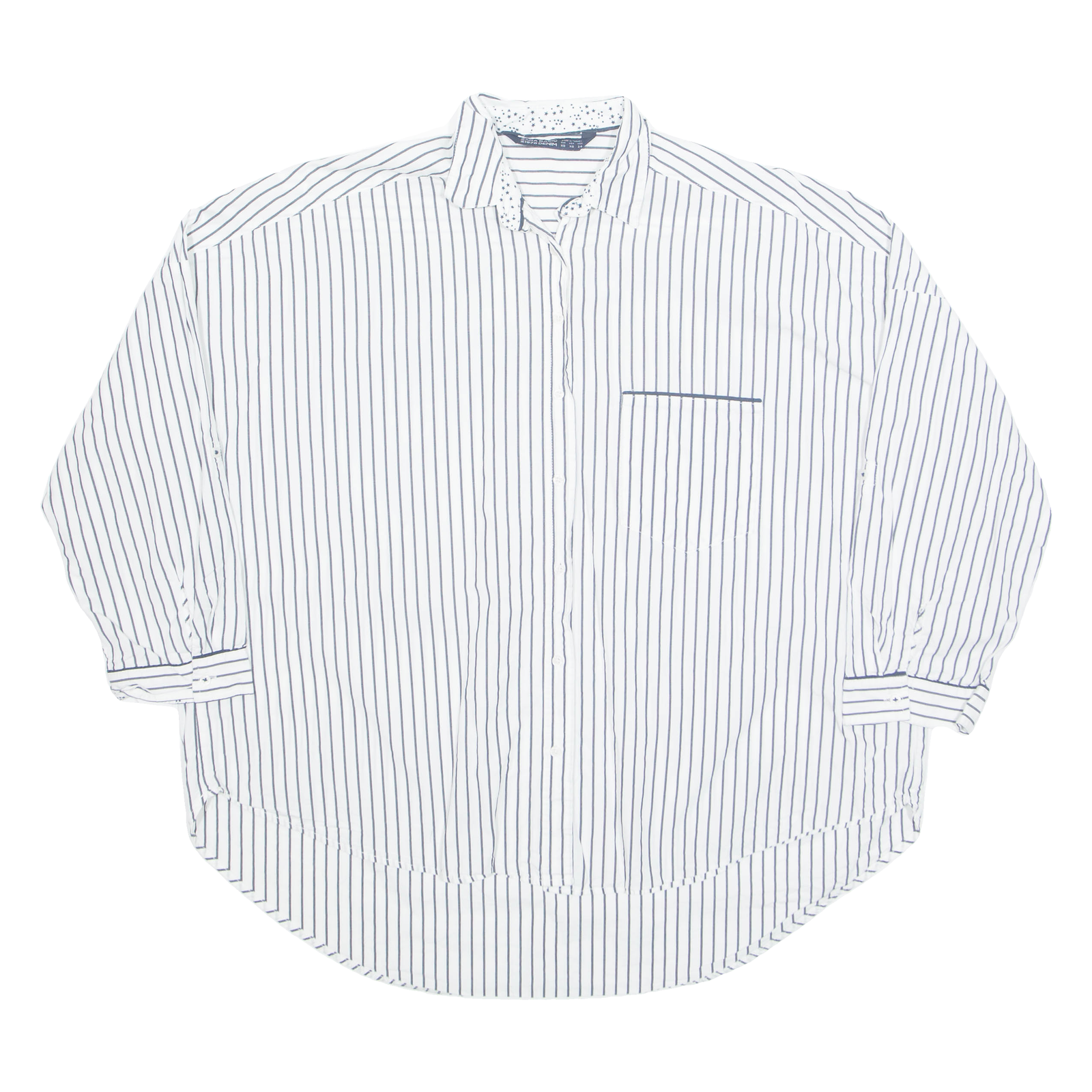 ZARA Oversized Womens Printed Shirt White Collared Striped XS Refurbished - N/A refurbished available on Cerqular
