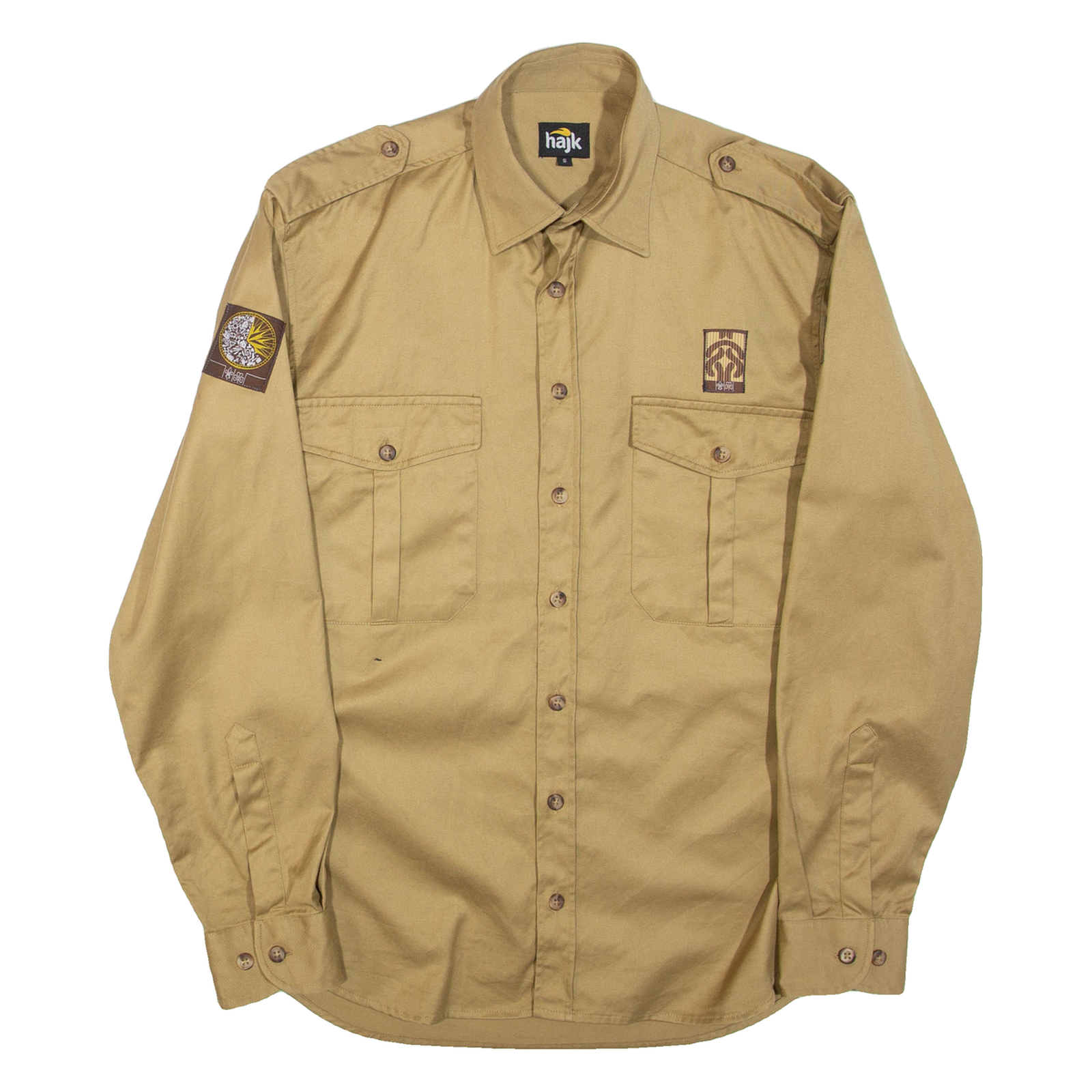 HAJK Mens Worker Shirt Beige Long Sleeve S Refurbished - N/A refurbished available on Cerqular