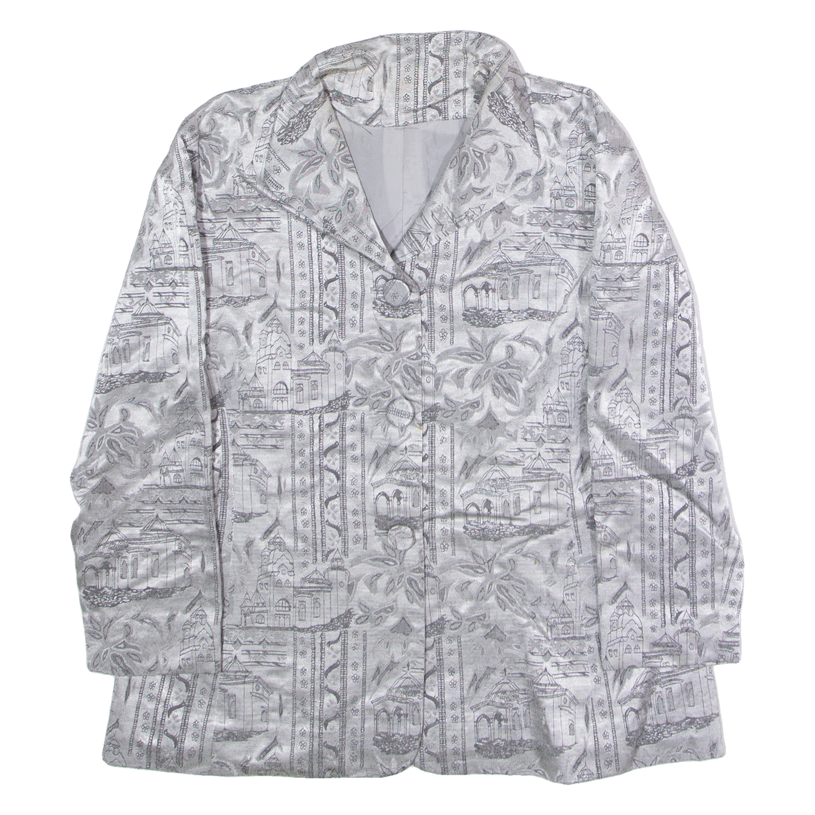 Womens Blazer Jacket Silver 90s Crazy Pattern M Refurbished - N/A refurbished available on Cerqular