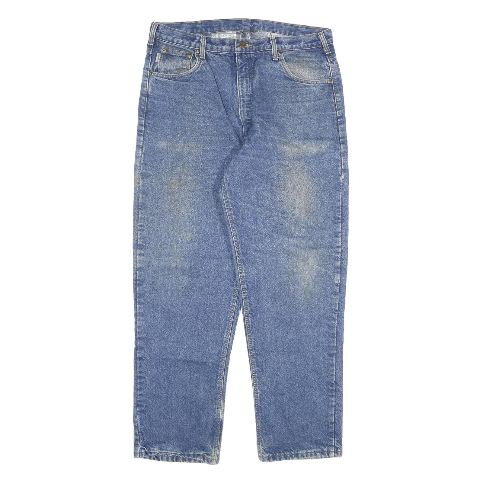 CARHARTT Mens Blue Regular Fit Straight Leg Denim Rinse W36 L31 Zip Jeans Refurbished - N/A refurbished available on Cerqular