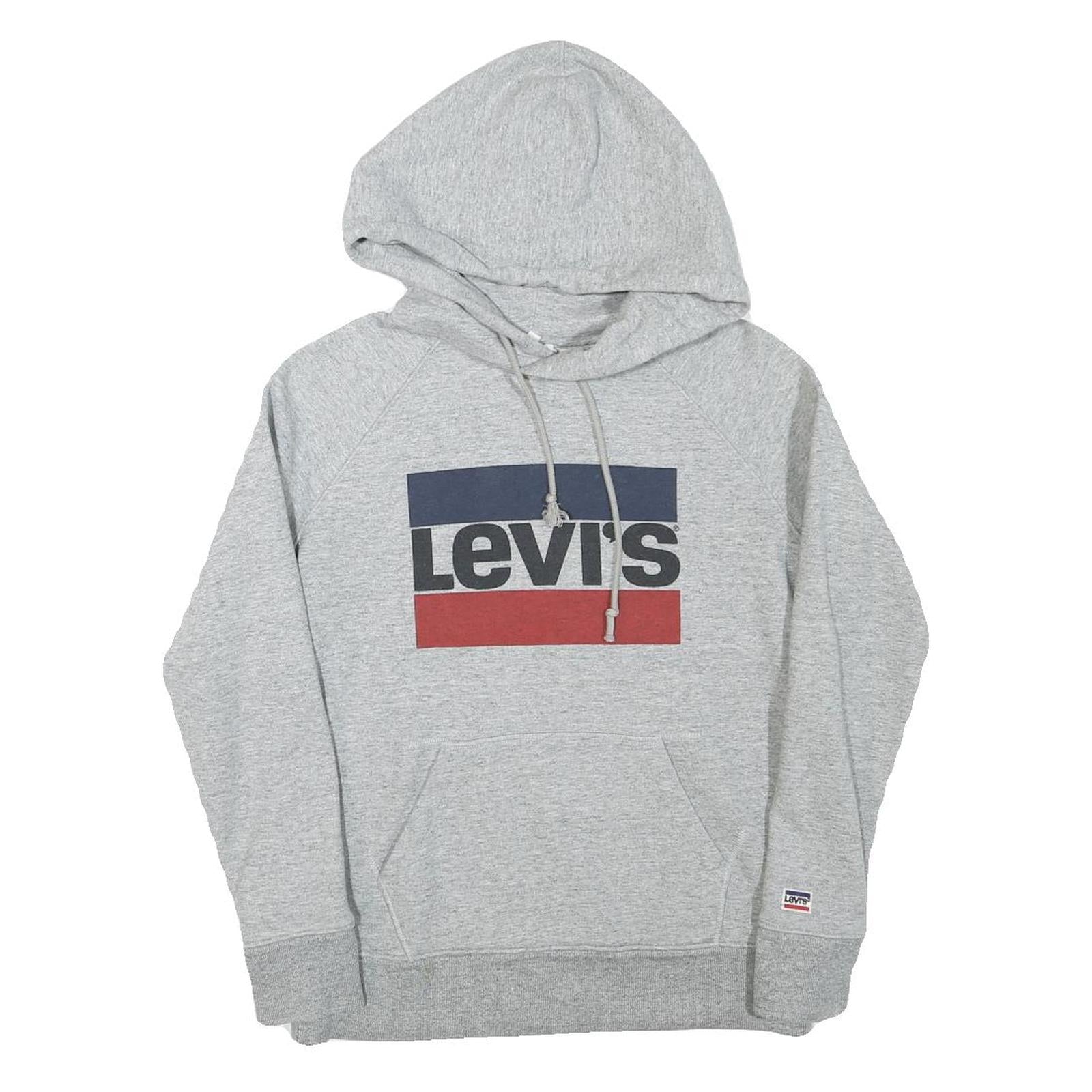 LEVI'S Mens Grey Cotton Blend Pullover Hoodie XXS Casual Logo Sweatshirt Refurbished - N/A refurbished available on Cerqular