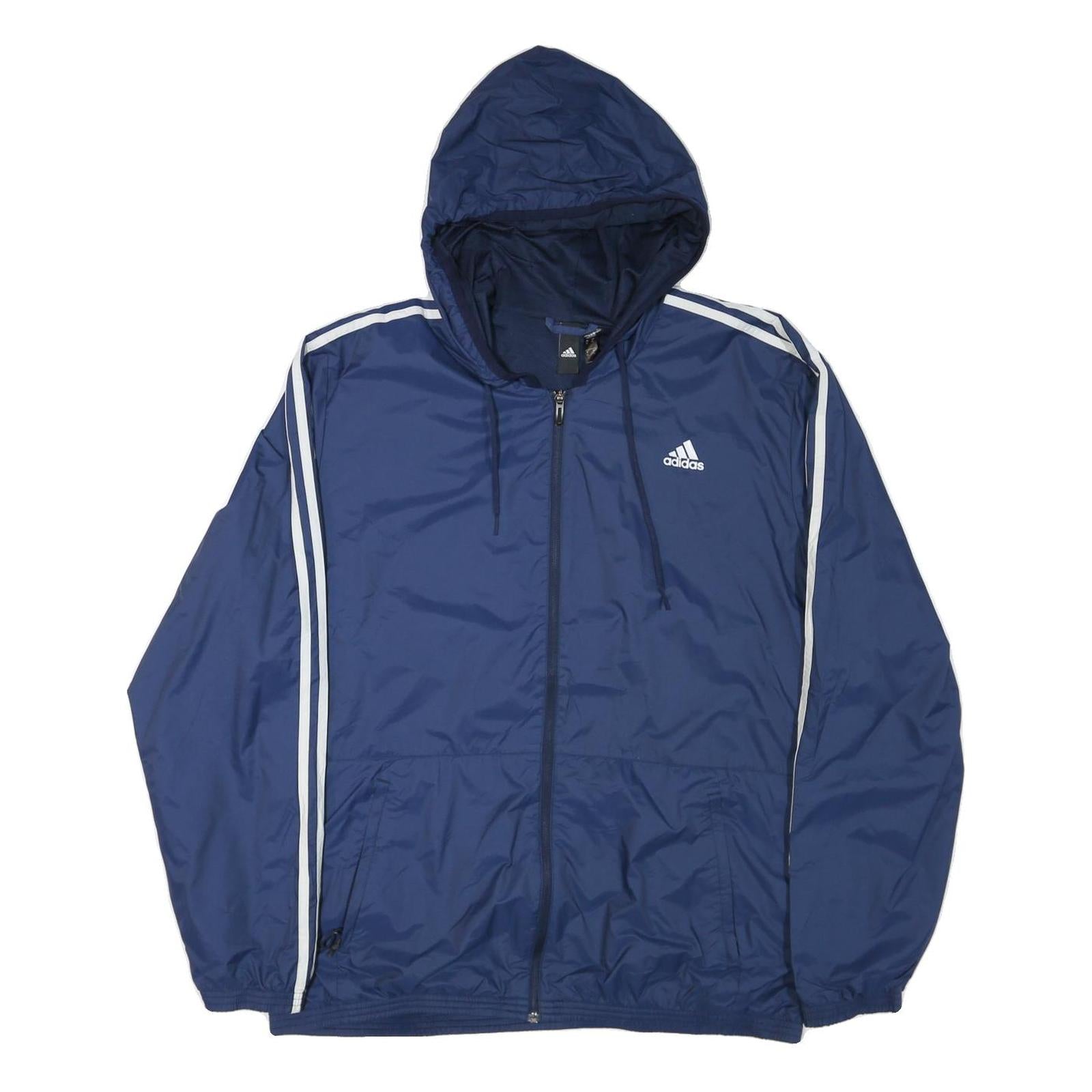 ADIDAS Mens Blue Jacket XL Polyester Blend Plain Hooded Zip Sportswear Refurbished - N/A refurbished available on Cerqular