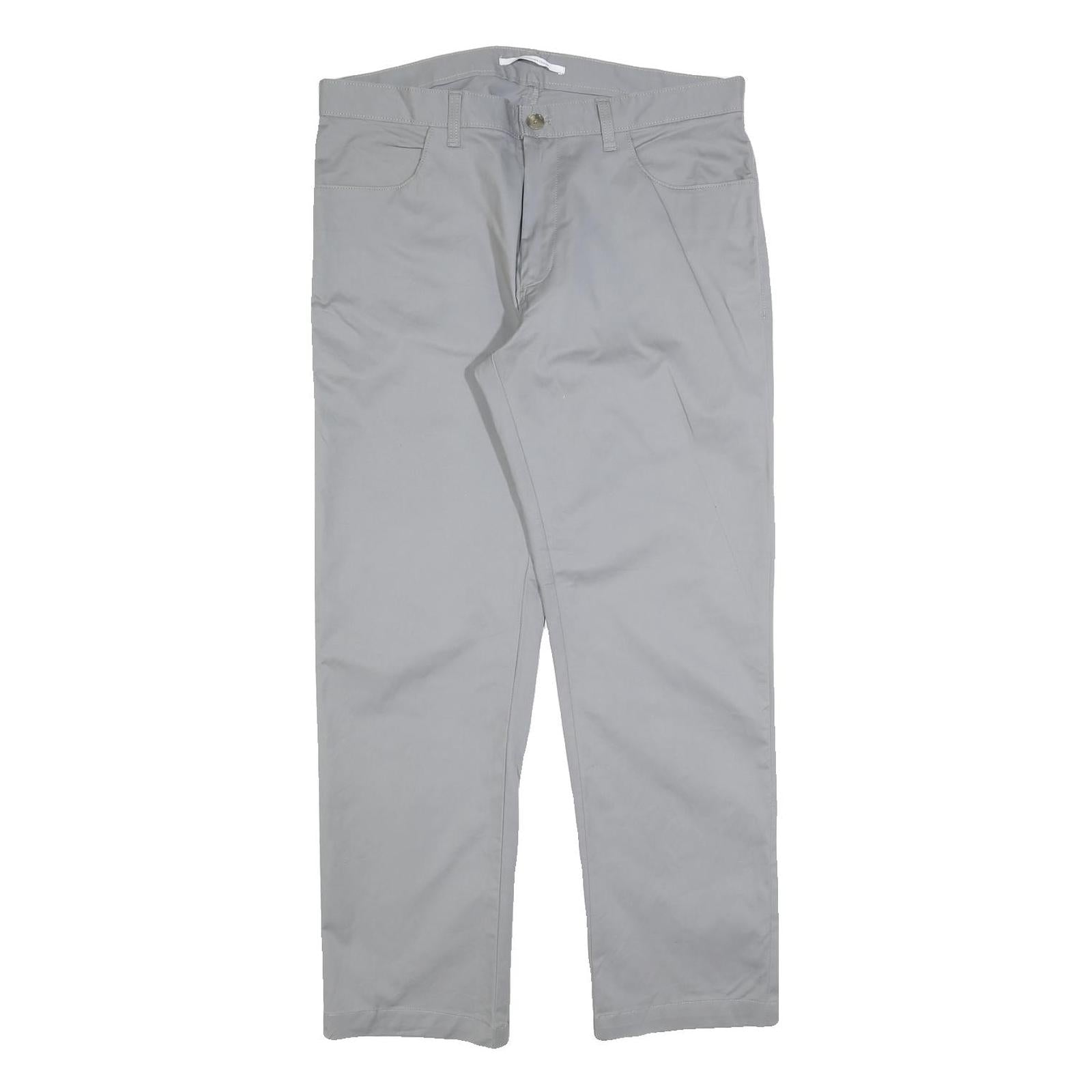CALVIN KLEIN Mens Cotton Blend Grey Slim Straight Trousers W34 L30 Stylish Refurbished - N/A refurbished available on Cerqular