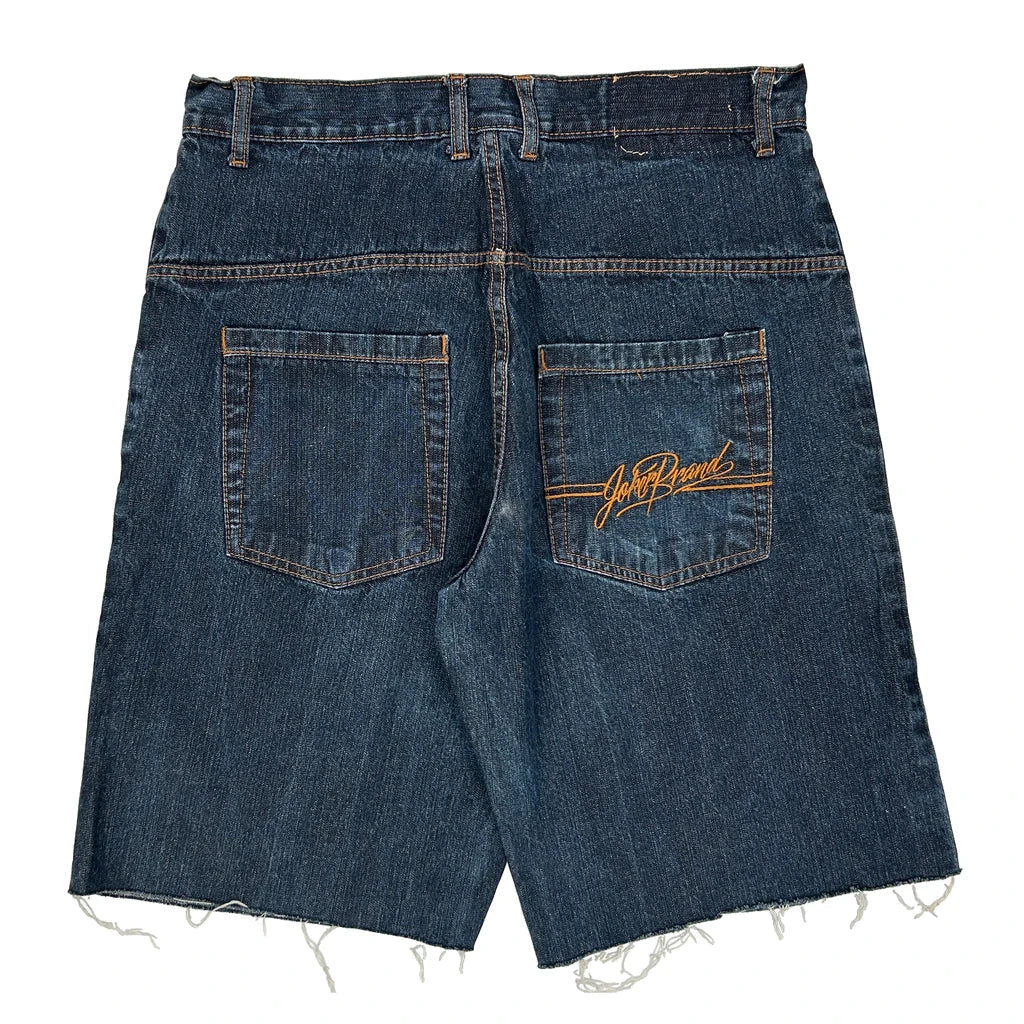 Joker Denim Shorts - 34W 11L Dark Wash Cotton Refurbished - Thrifted (note: this is a term often used to describe second- refurbished available on Cerqular