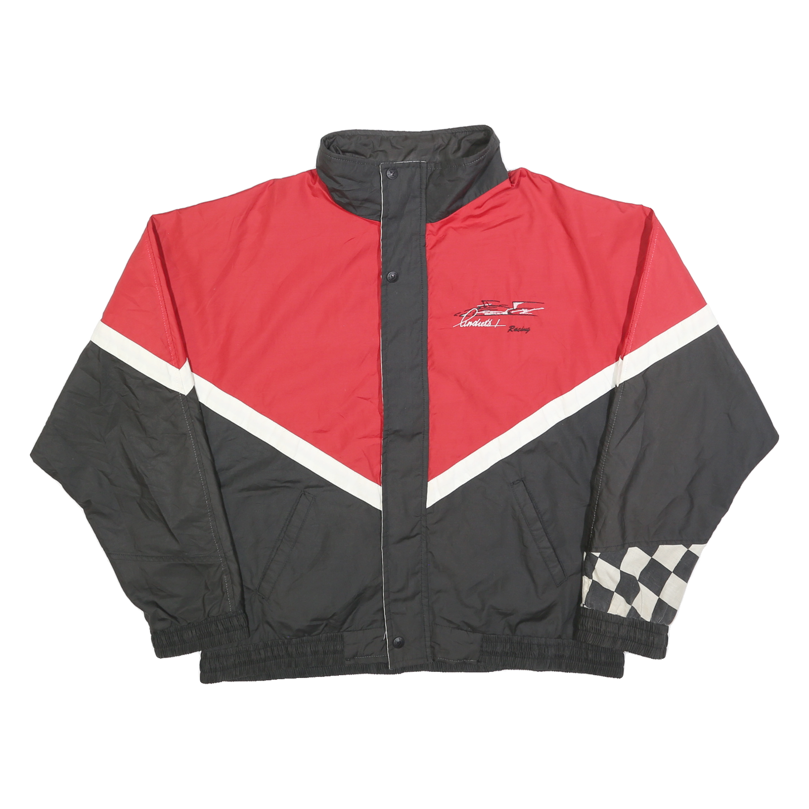 ASHLEY Mens Red & Black Racing Zip Jacket XL Polyester Colourblock Refurbished - N/A refurbished available on Cerqular