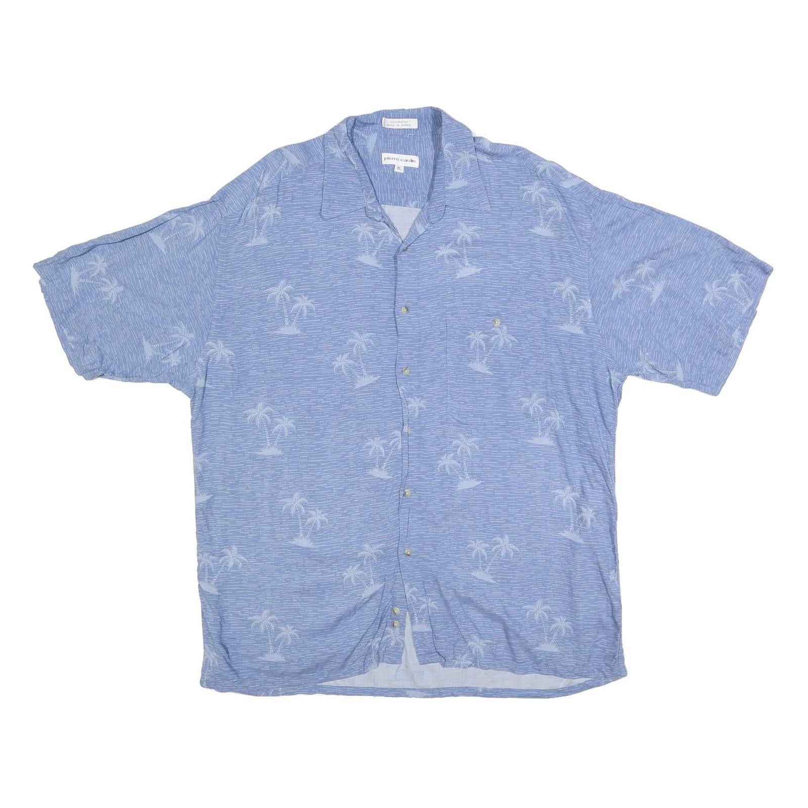 PIERRE CARDIN Mens Blue XL Cotton Blend Short Sleeve Shirt Tropical Print Refurbished - N/A refurbished available on Cerqular