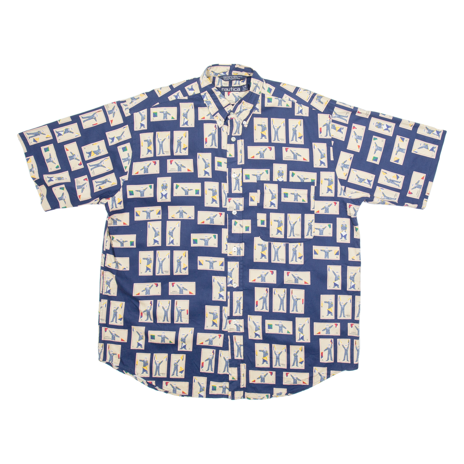 NAUTICA Mens Shirt Blue Crazy Pattern XL Refurbished - N/A refurbished available on Cerqular