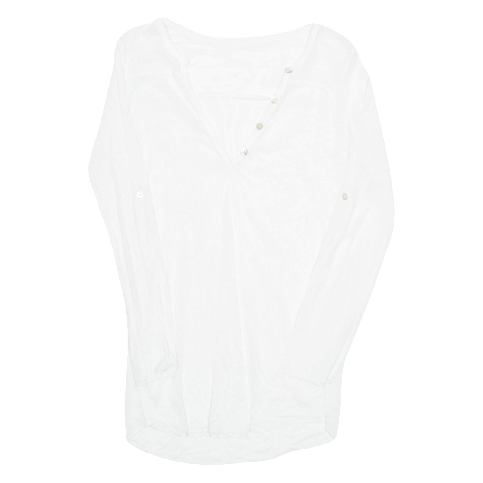 Sheer Beach Overlay Womens Top White V-Neck Long Sleeve M Refurbished - N/A refurbished available on Cerqular