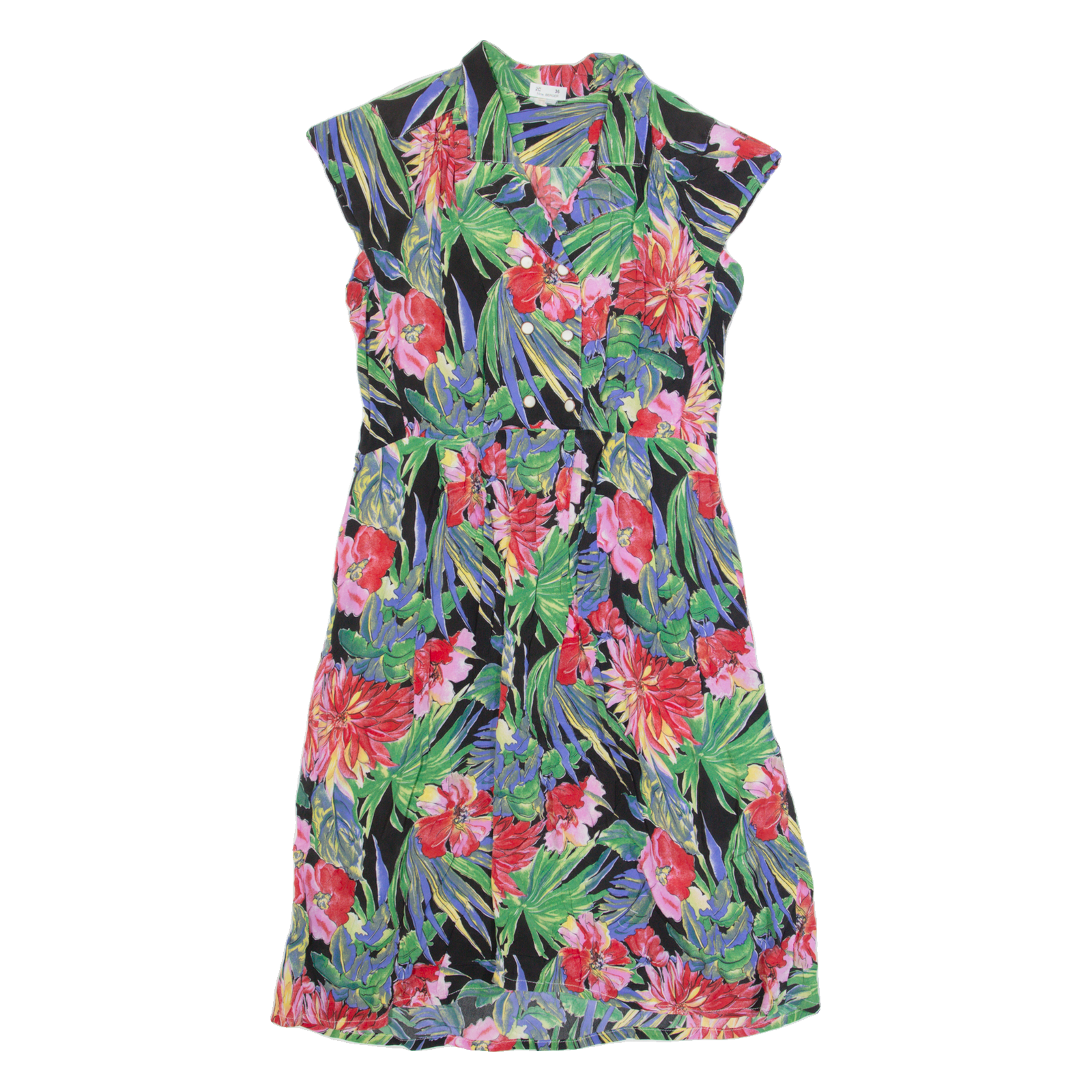 Womens Day Dress Black 90s Floral Short Sleeve Long M Refurbished - N/A refurbished available on Cerqular