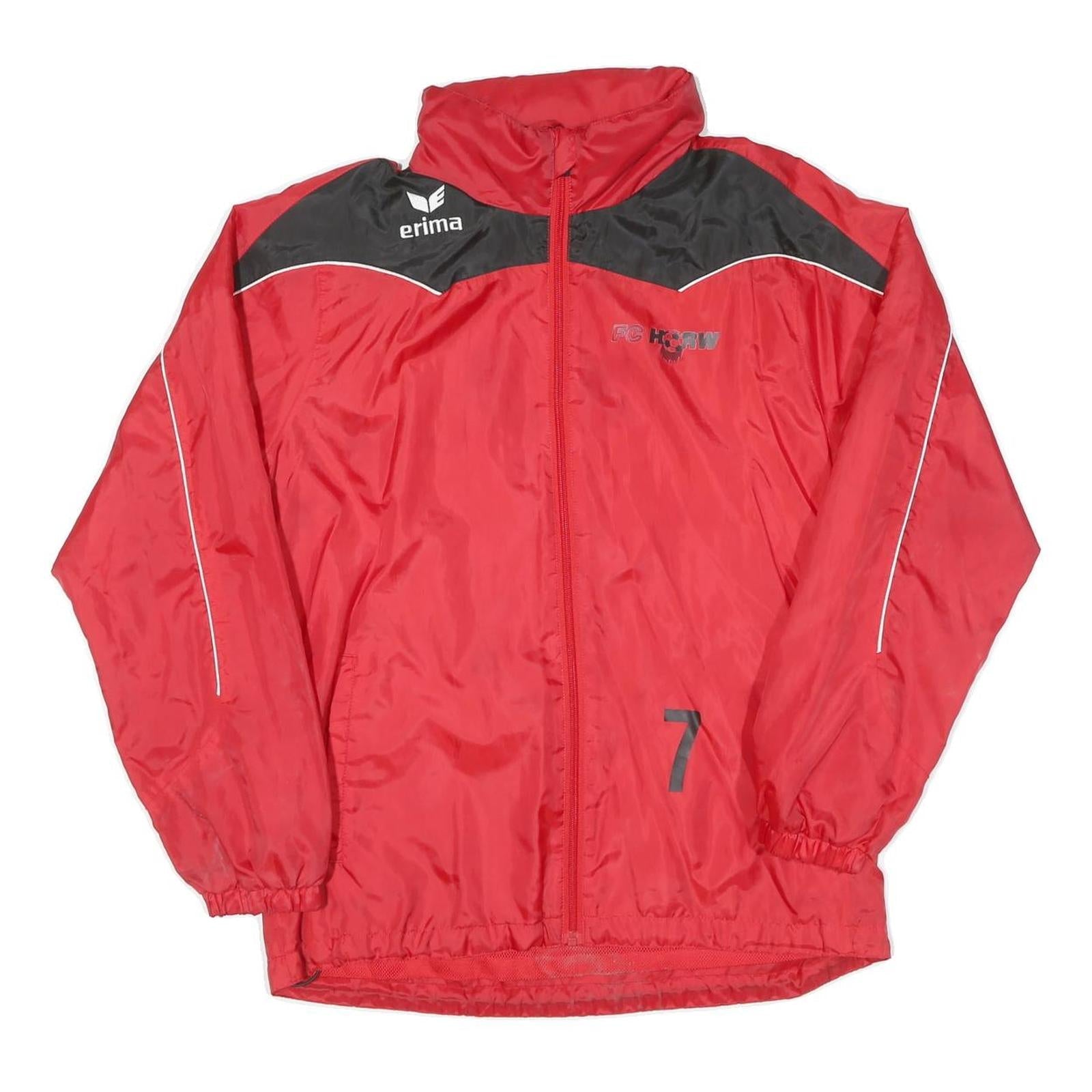 ERIMA Mens Red Black Polyester Blend Jacket M Sport Zip FC Horw Number 7 Refurbished - N/A refurbished available on Cerqular