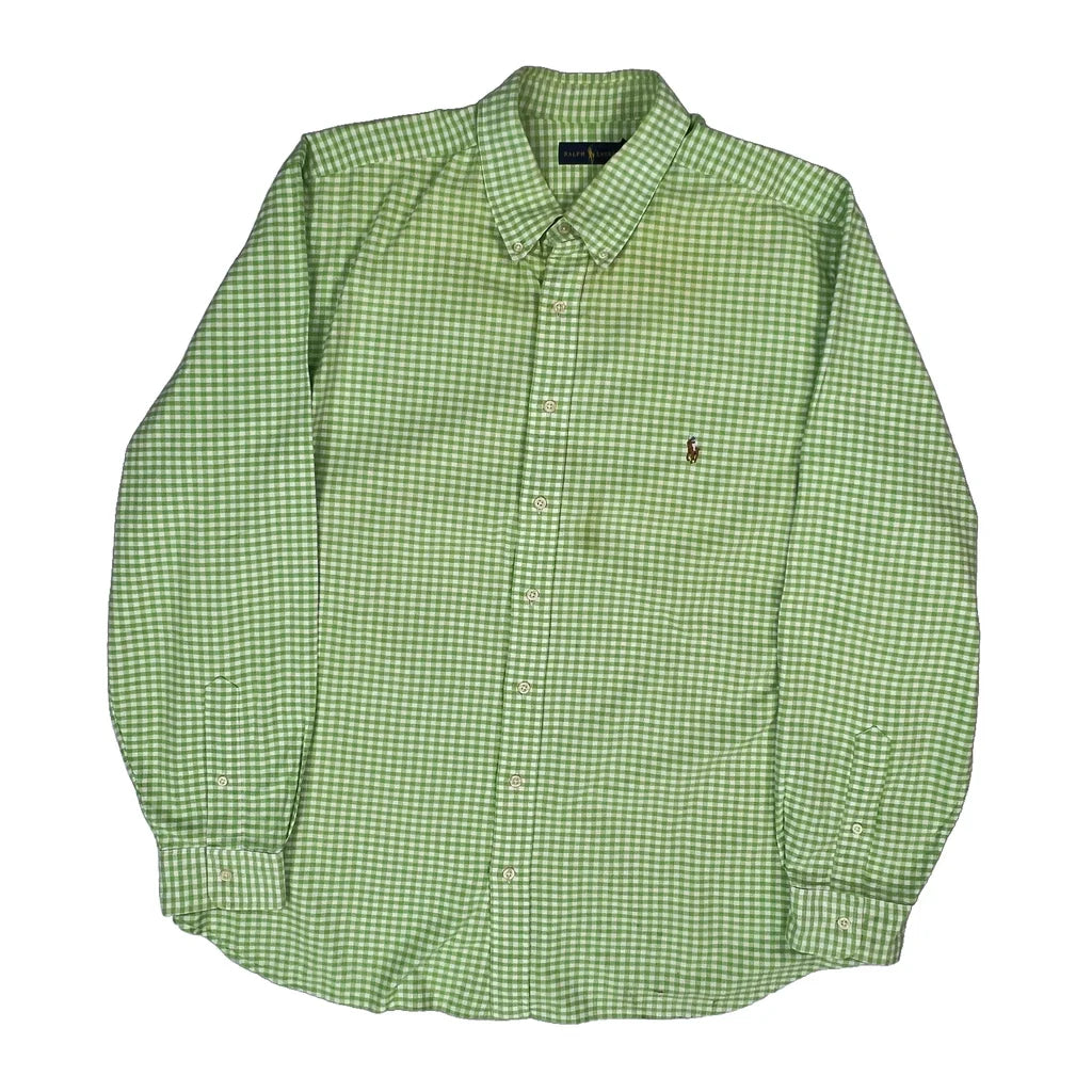 Ralph Lauren Checked Shirt - 2XL Green Cotton Refurbished - Thrifted (note: this is a term often used to describe second- refurbished available on Cerqular
