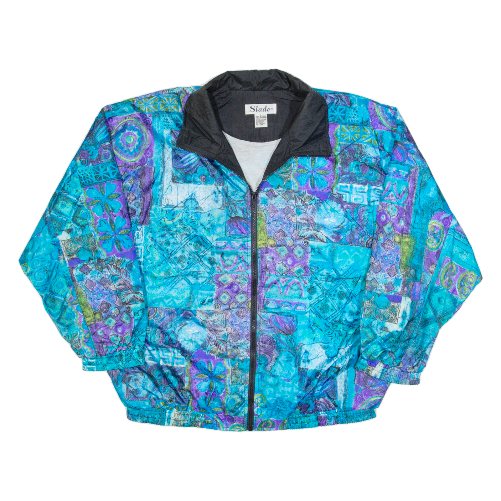 SLADE Womens Shell Jacket Blue 90s Crazy Pattern L Refurbished - N/A refurbished available on Cerqular