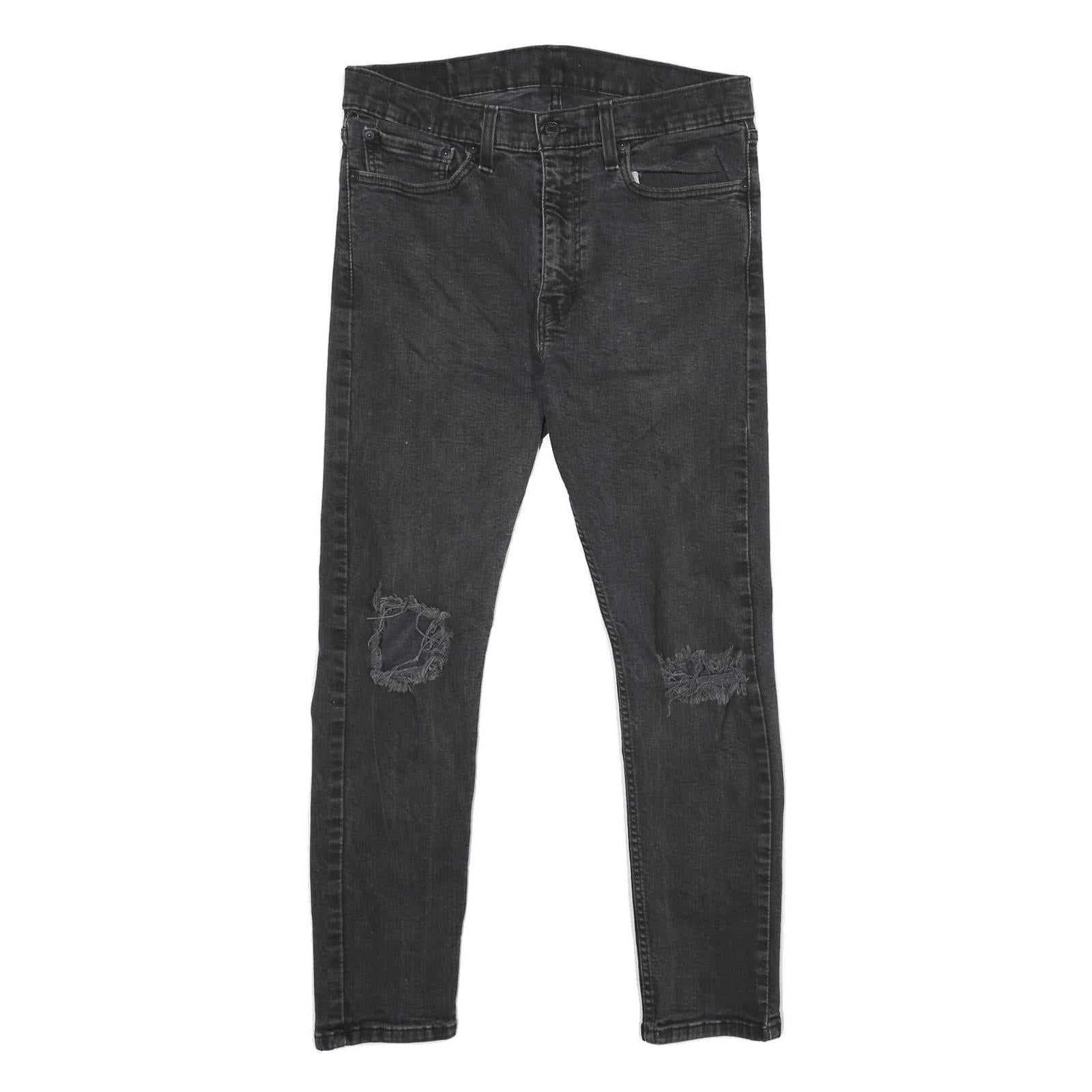 LEVI'S 510 Mens Jeans Black Slim Skinny Denim Medium W34 L27 Ripped Detail Refurbished - N/A refurbished available on Cerqular