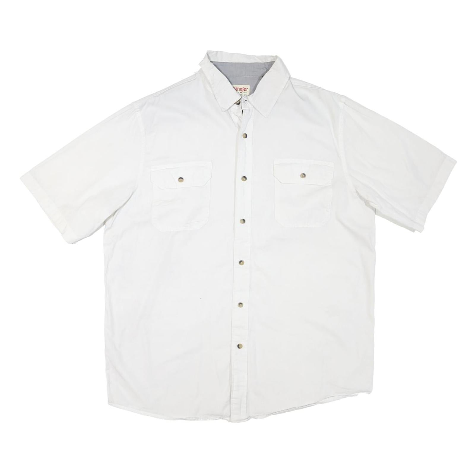 WRANGLER Mens White Cotton Blend Short Sleeve Shirt L Casual Button Pocket Refurbished - N/A refurbished available on Cerqular