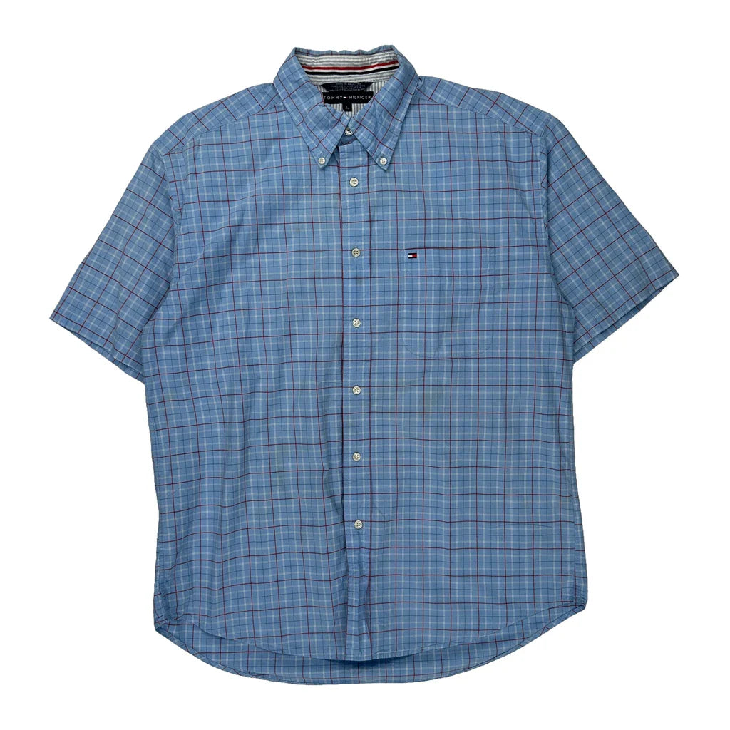 Buy Tommy Hilfiger Checked Short Sleeve Shirt - Large Blue Cotton Refurbished - $38.85 Tommy Hilfiger Checked Short Sleeve Shirt - Large Blue Cotton Refurbished - Thrifted (note: this is a term often used to describe second- refurbished available on Cerqular