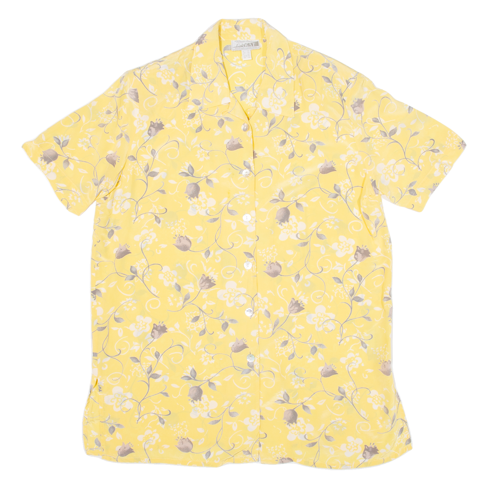 CARAT Womens Shirt Yellow Floral UK 14 Refurbished - N/A refurbished available on Cerqular