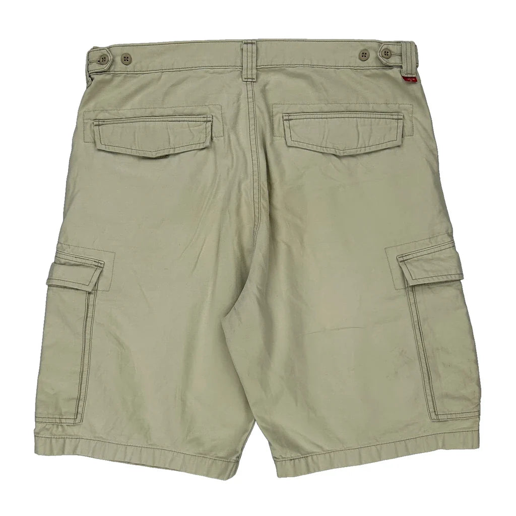 Levis Cargo Shorts - 36W 10L Beige Cotton Refurbished - Thrifted (note: this is a term often used to describe second- refurbished available on Cerqular