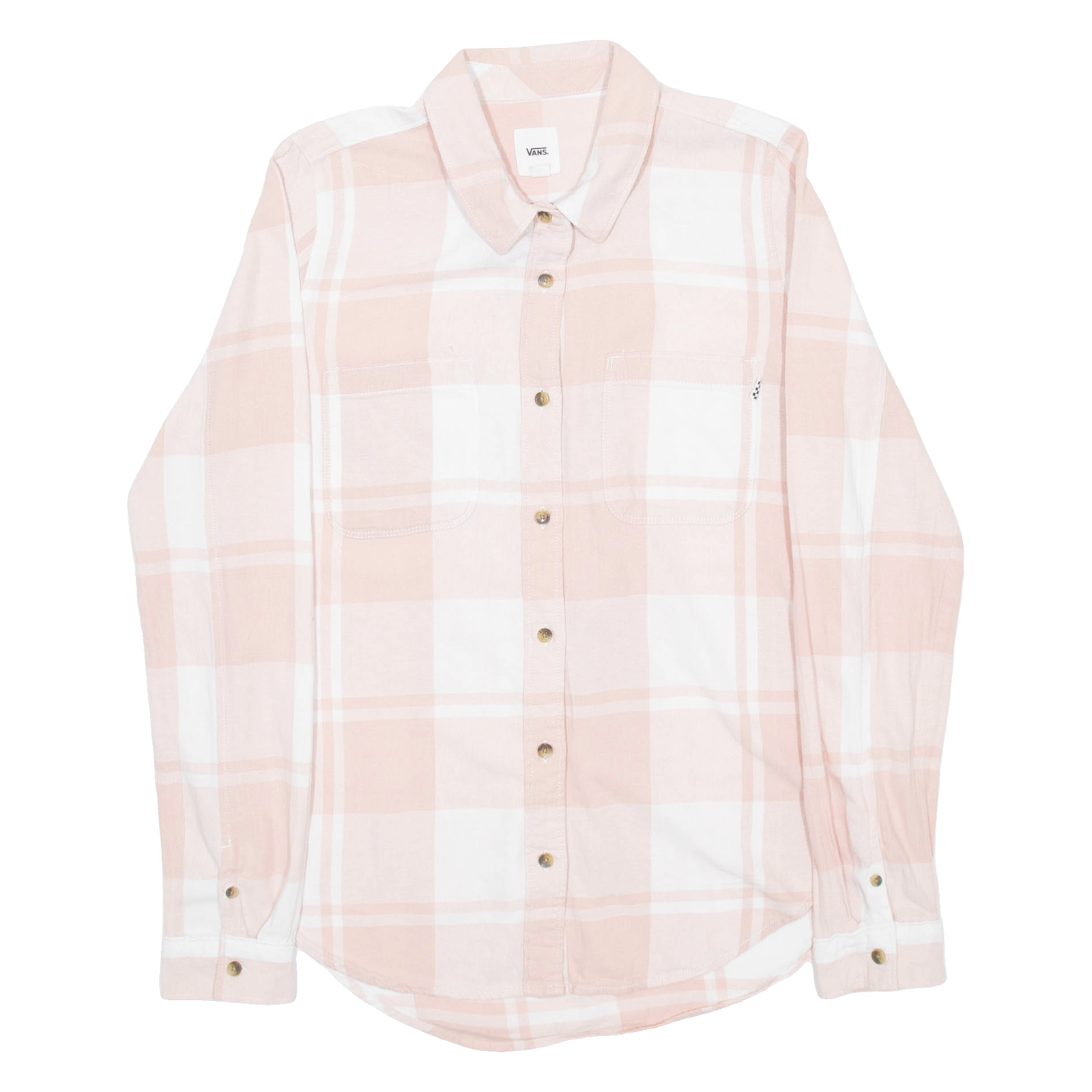 VANS Womens Shirt Pink Check Long Sleeve M Refurbished - N/A refurbished available on Cerqular