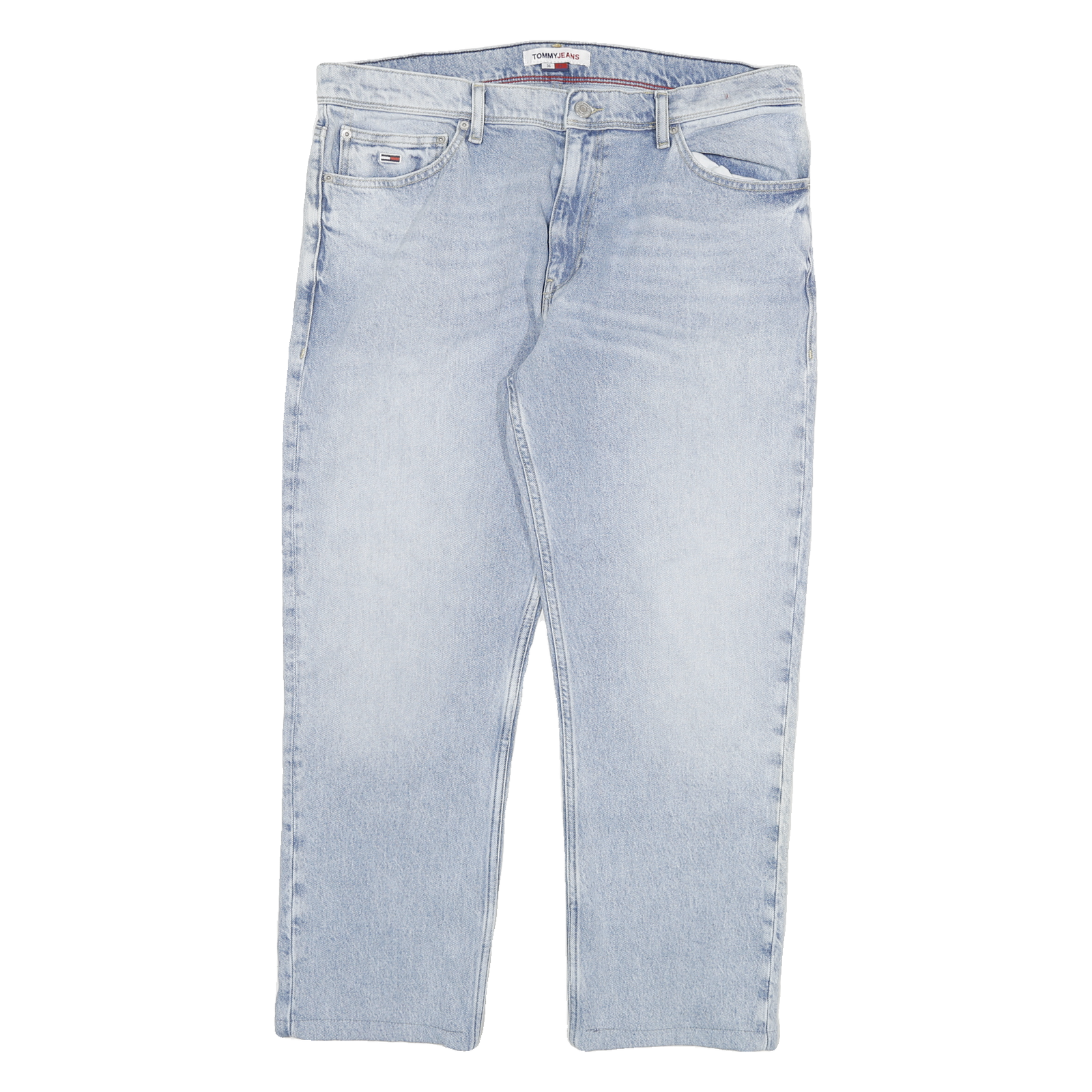 TOMMY JEANS Mens Blue Regular Fit Straight Denim Cotton Light W36 L27 Zip Refurbished - N/A refurbished available on Cerqular