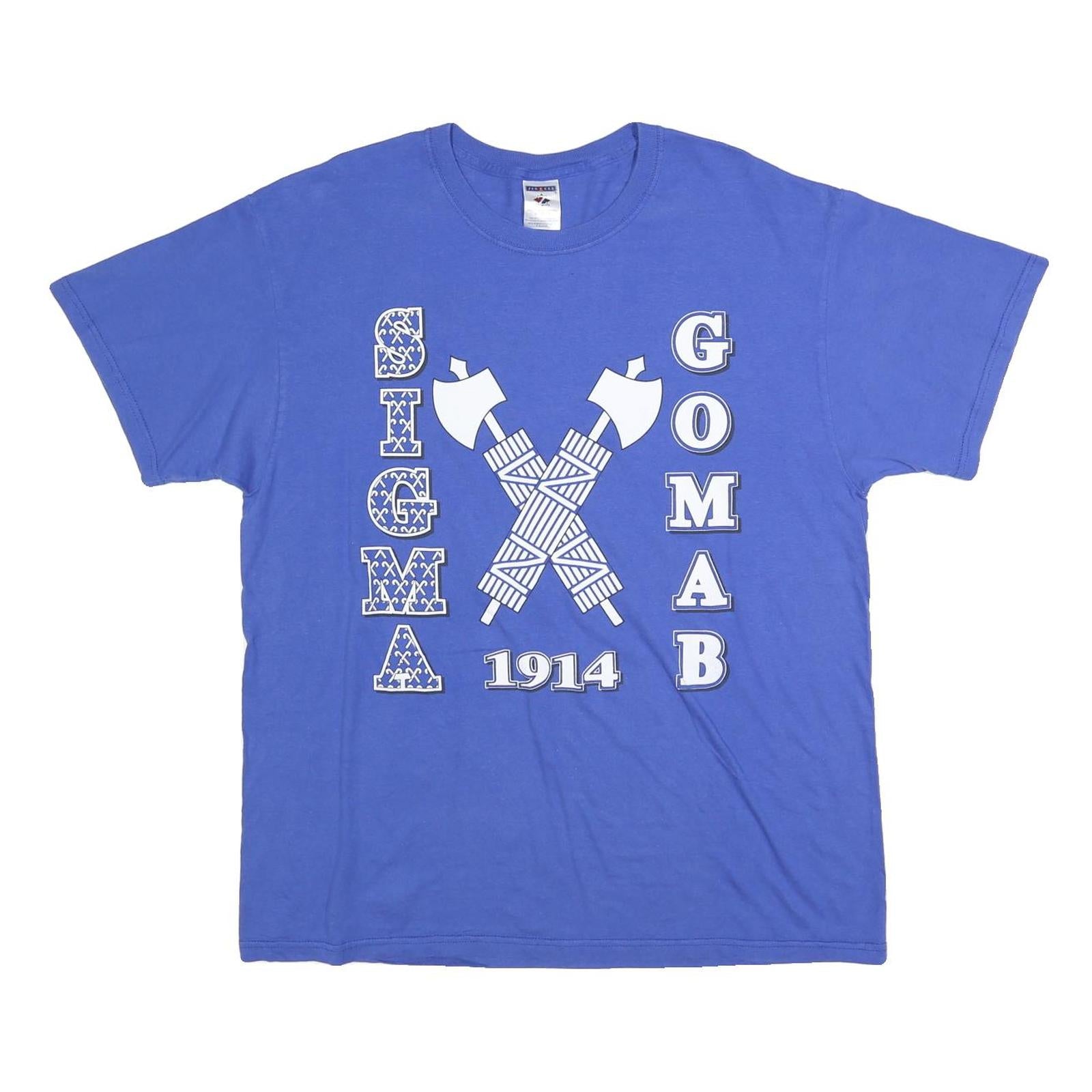 JERZEES Mens Blue Sigma Gamma Ringer T-Shirt XL Crew Neck Short Sleeve Refurbished - N/A refurbished available on Cerqular