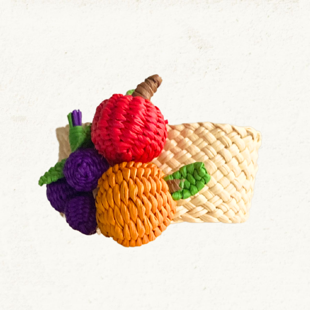3 Little Fruits Napkin Ring - Made of Iraca Palm | Pack: OPTION 1 Refurbished - Apalma Handmade refurbished available on Cerqular