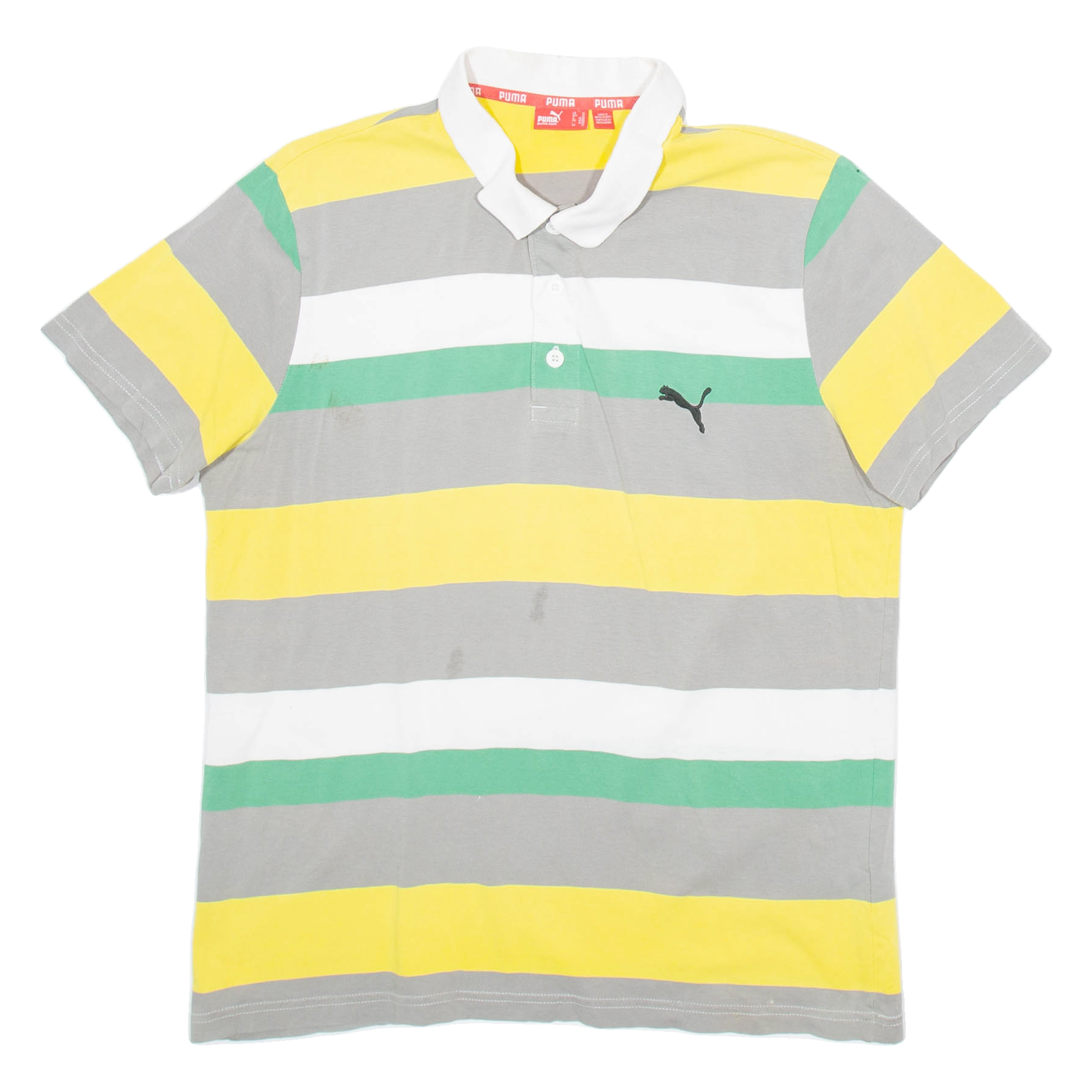PUMA Mens Polo Shirt Grey Striped M Refurbished - N/A refurbished available on Cerqular