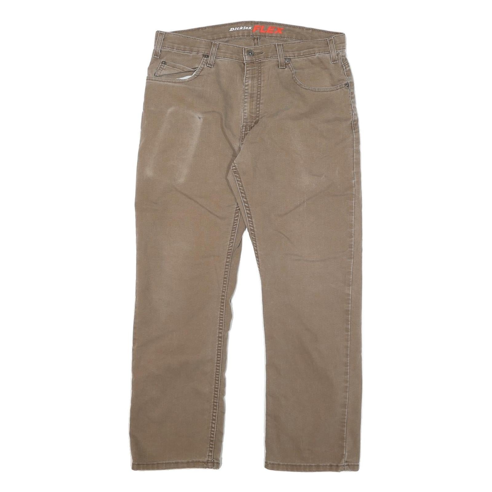 DICKIES Mens Cotton Blend Beige Regular Fit Straight Leg Trousers W34 L27 Casual Refurbished - N/A refurbished available on Cerqular