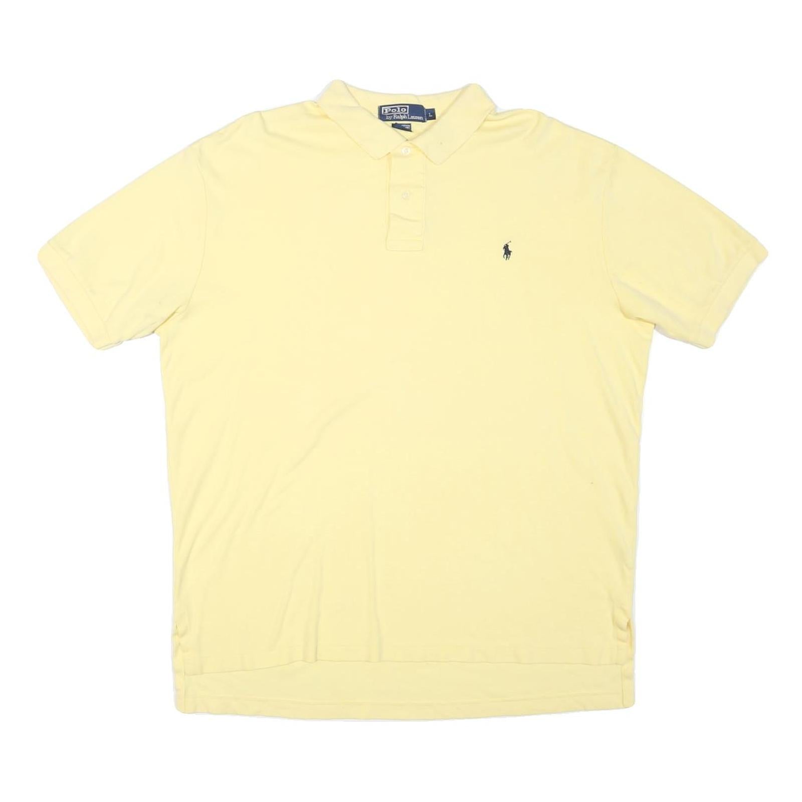 POLO RALPH LAUREN Mens Yellow Short Sleeve Plain L Cotton Blend Polo Shirt Refurbished - N/A refurbished available on Cerqular
