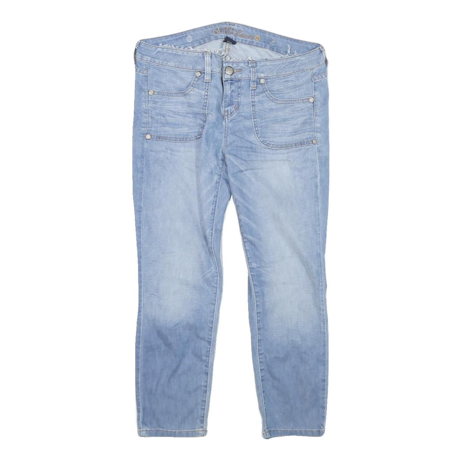 GUESS Womens Slim Light Blue Denim Jeans W32 L24 Zip Pocket Casual Denim Refurbished - N/A refurbished available on Cerqular