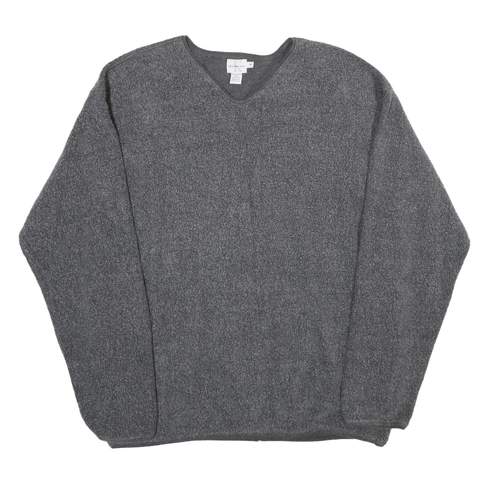 CALVIN KLEIN JEANS Mens Grey Plain Jumper V-Neck Basic Knit L Cotton Blend Refurbished - N/A refurbished available on Cerqular